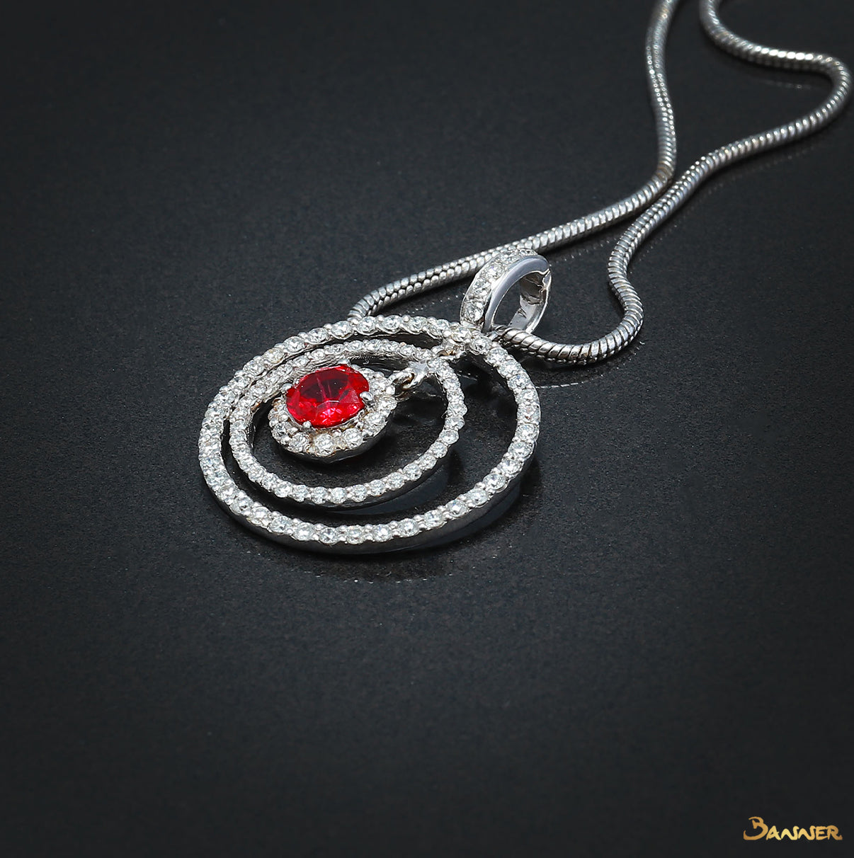 Ruby and Diamond Bull's Eye Pendant