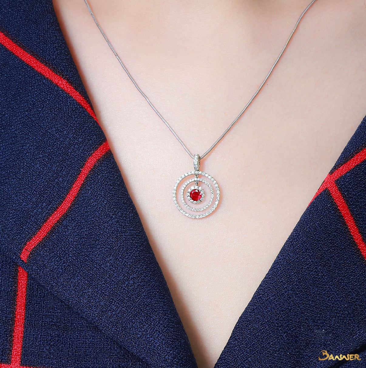 Ruby and Diamond Bull's Eye Pendant