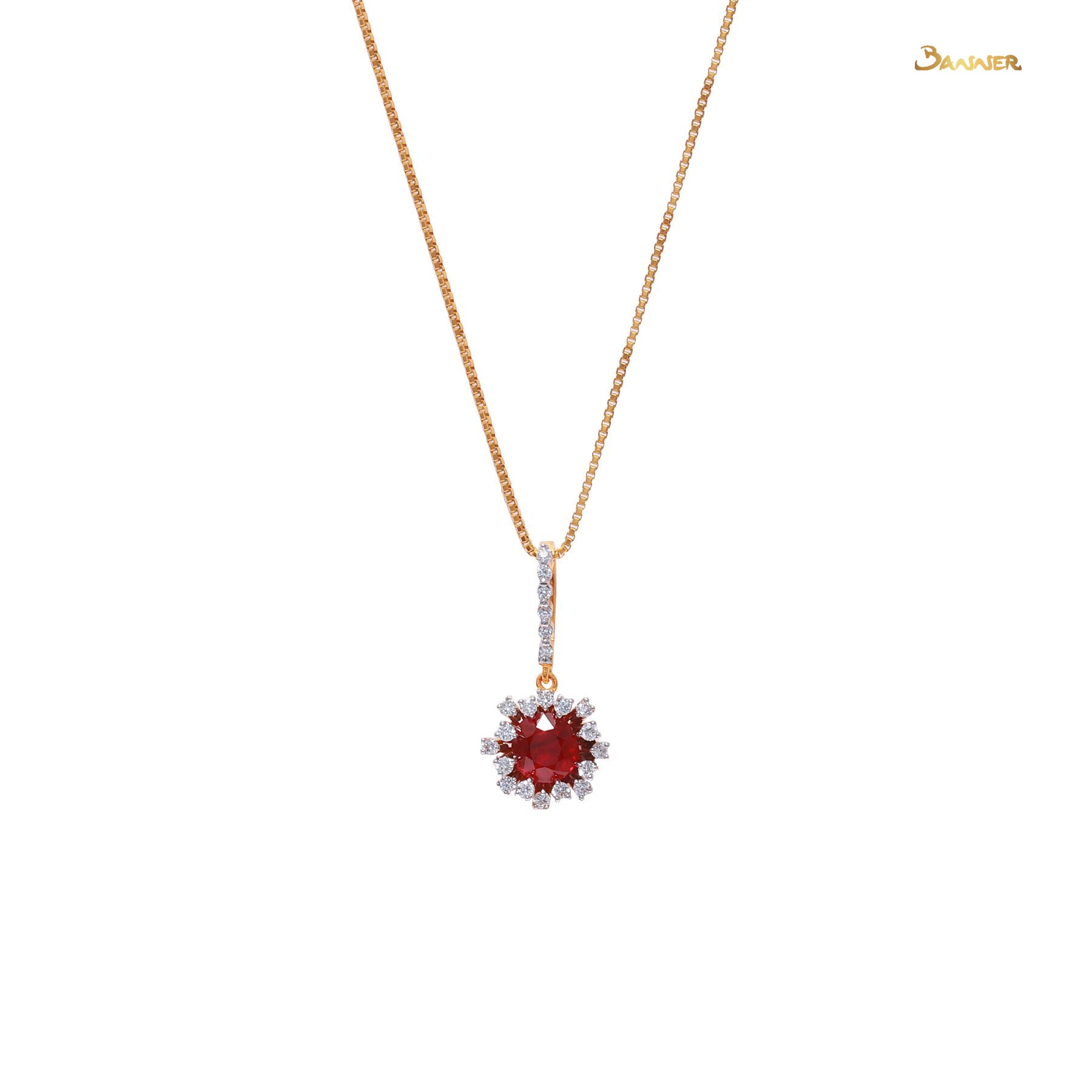 Ruby and Diamond Rose Pendant