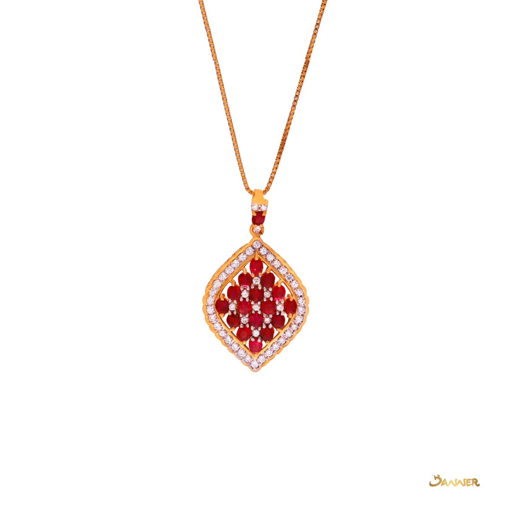 Ruby and Diamond Checkered Pendant