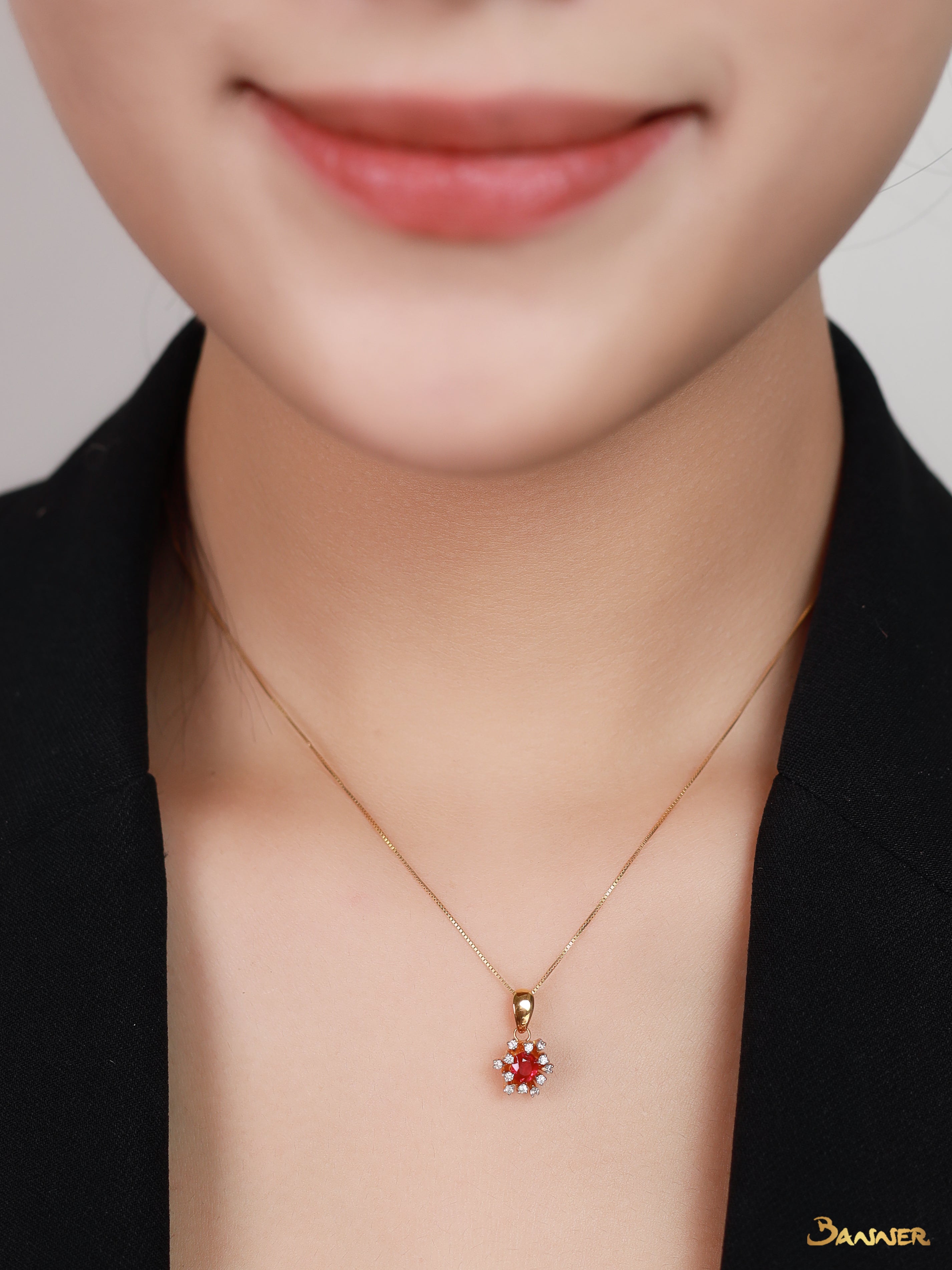 Ruby and Diamond Rose Pendant