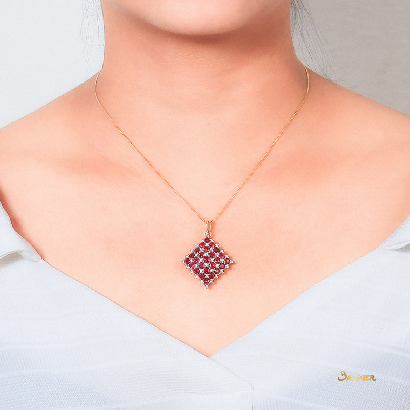 Ruby and Diamond Checkered Pendant