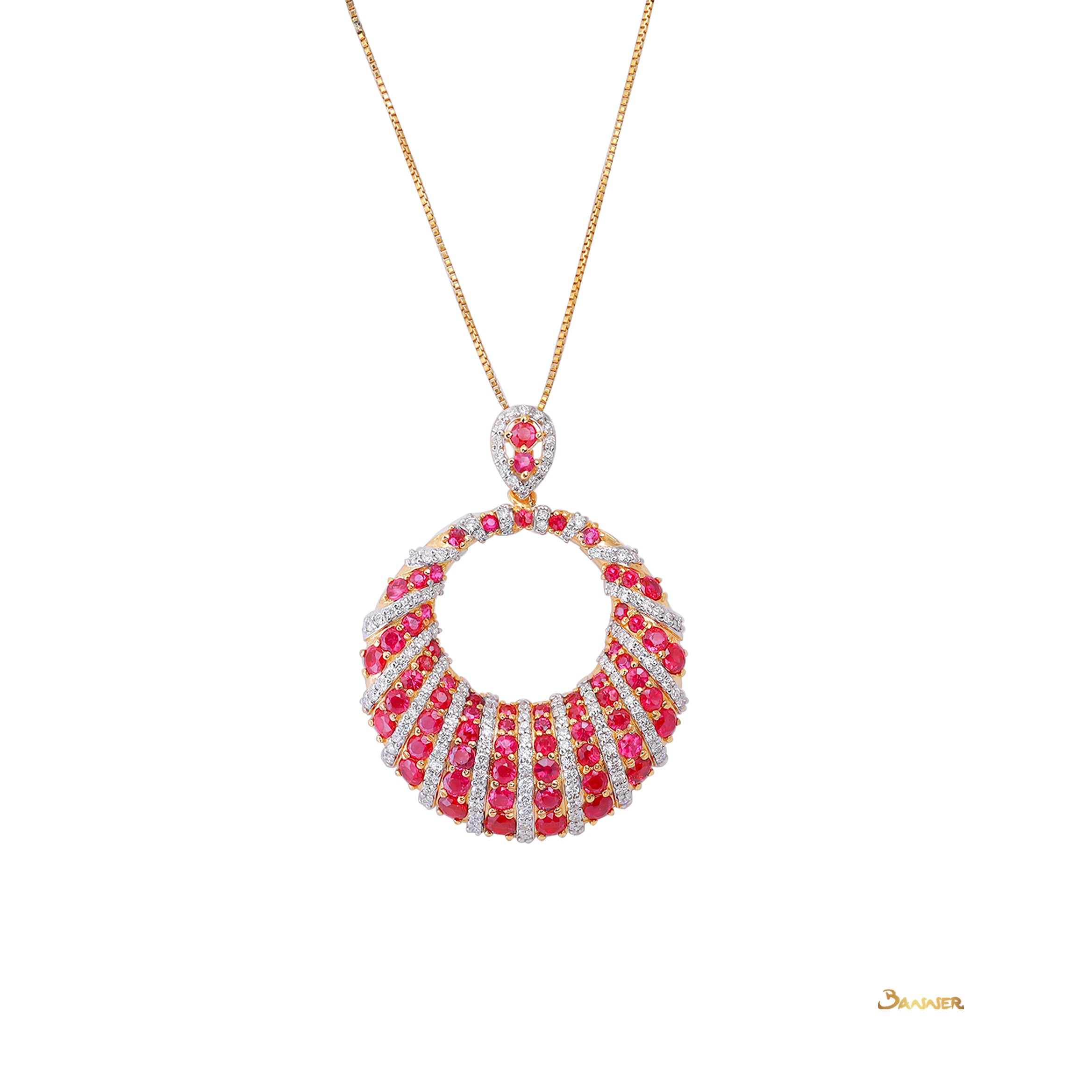 Ruby and Diamond Circle Pendant