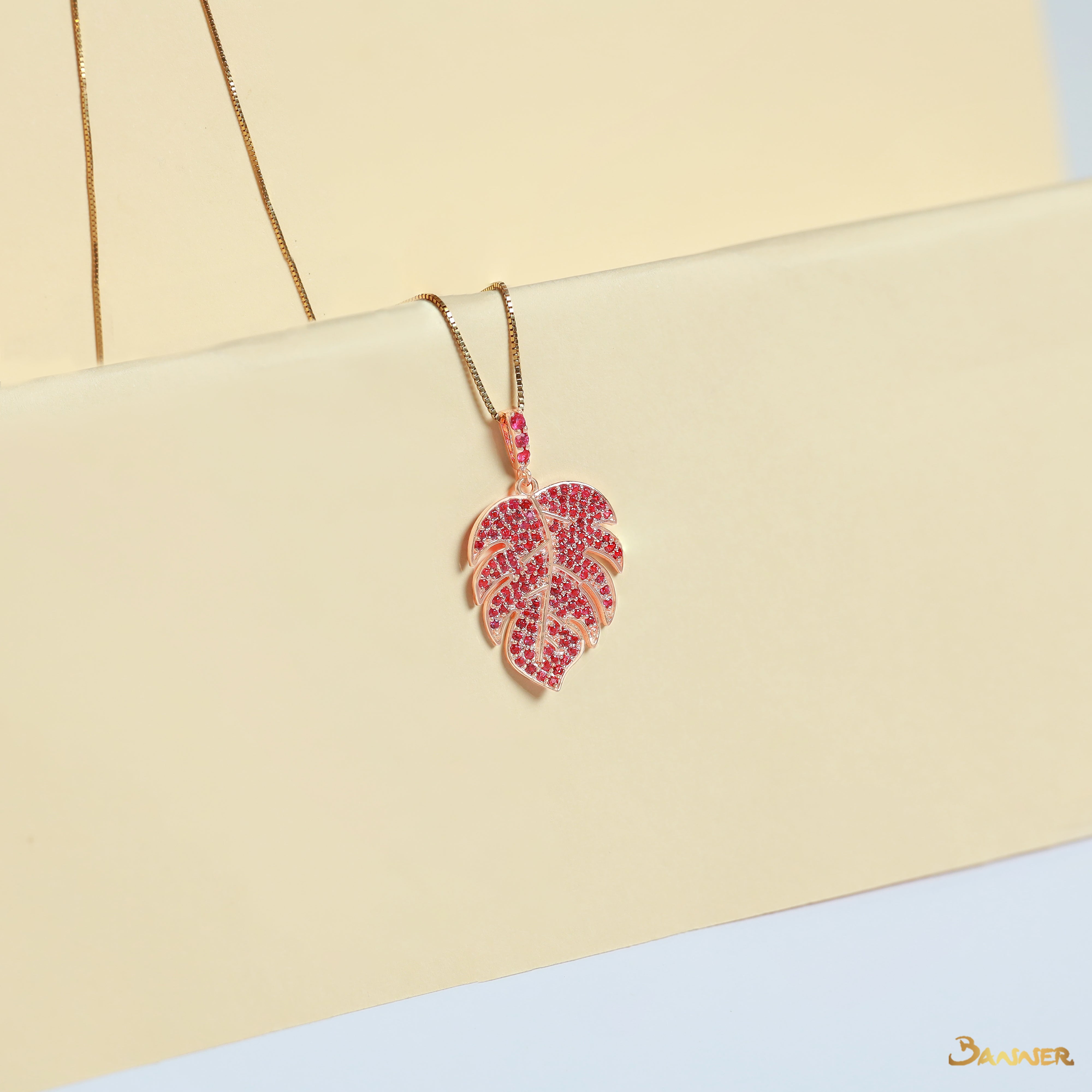 Ruby Monstera Pendant