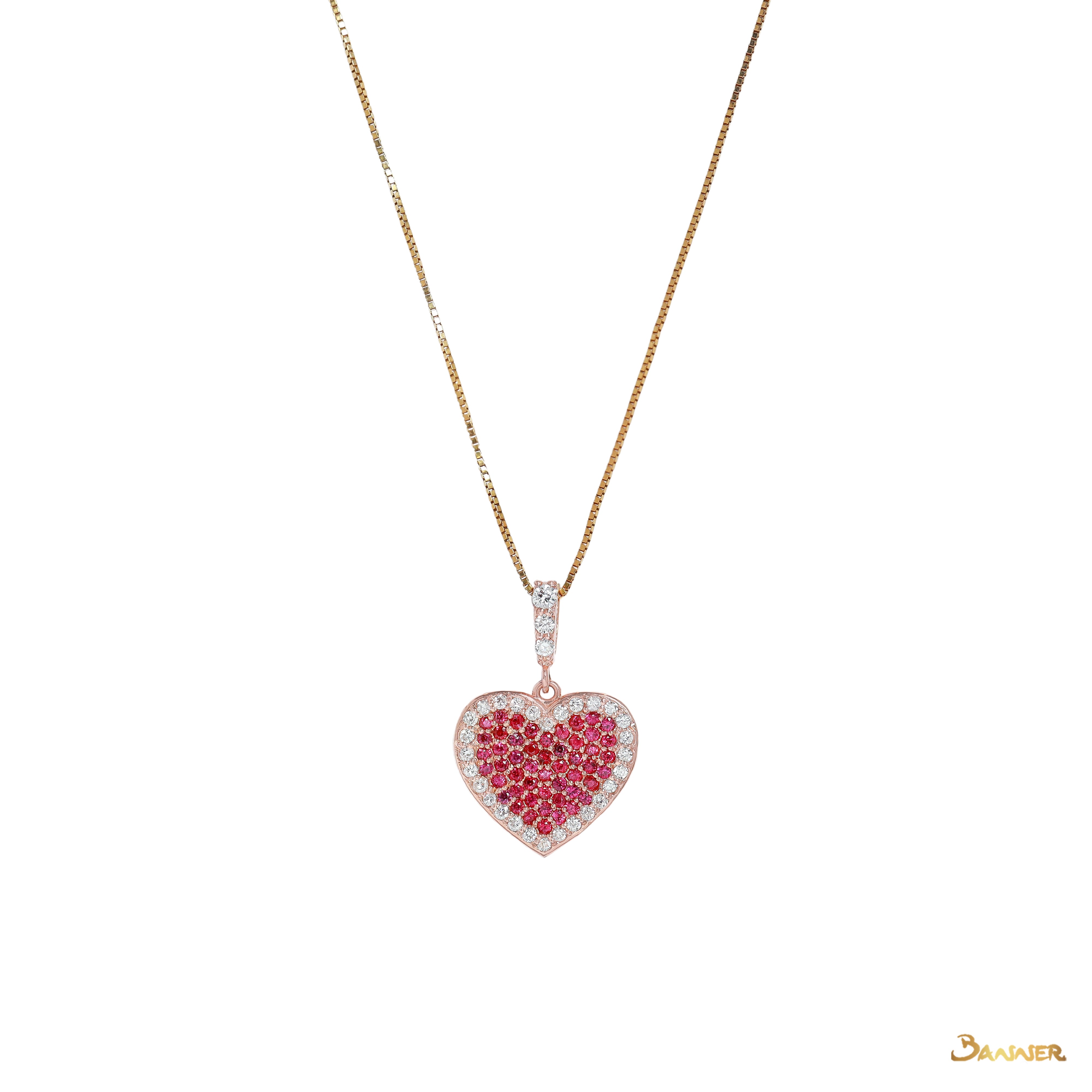 Ruby and Diamond Heart Pendant