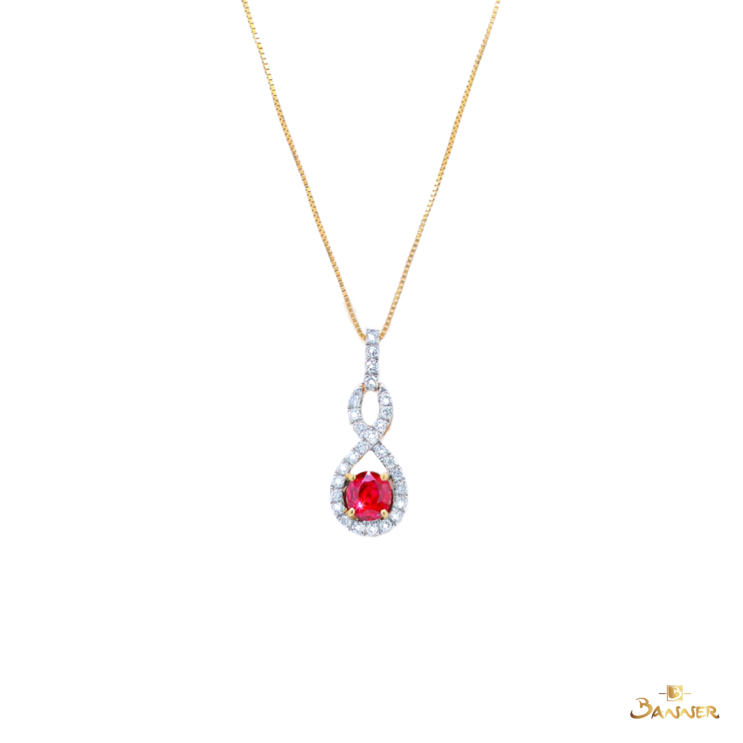 Ruby and Diamond Infinity Pendant