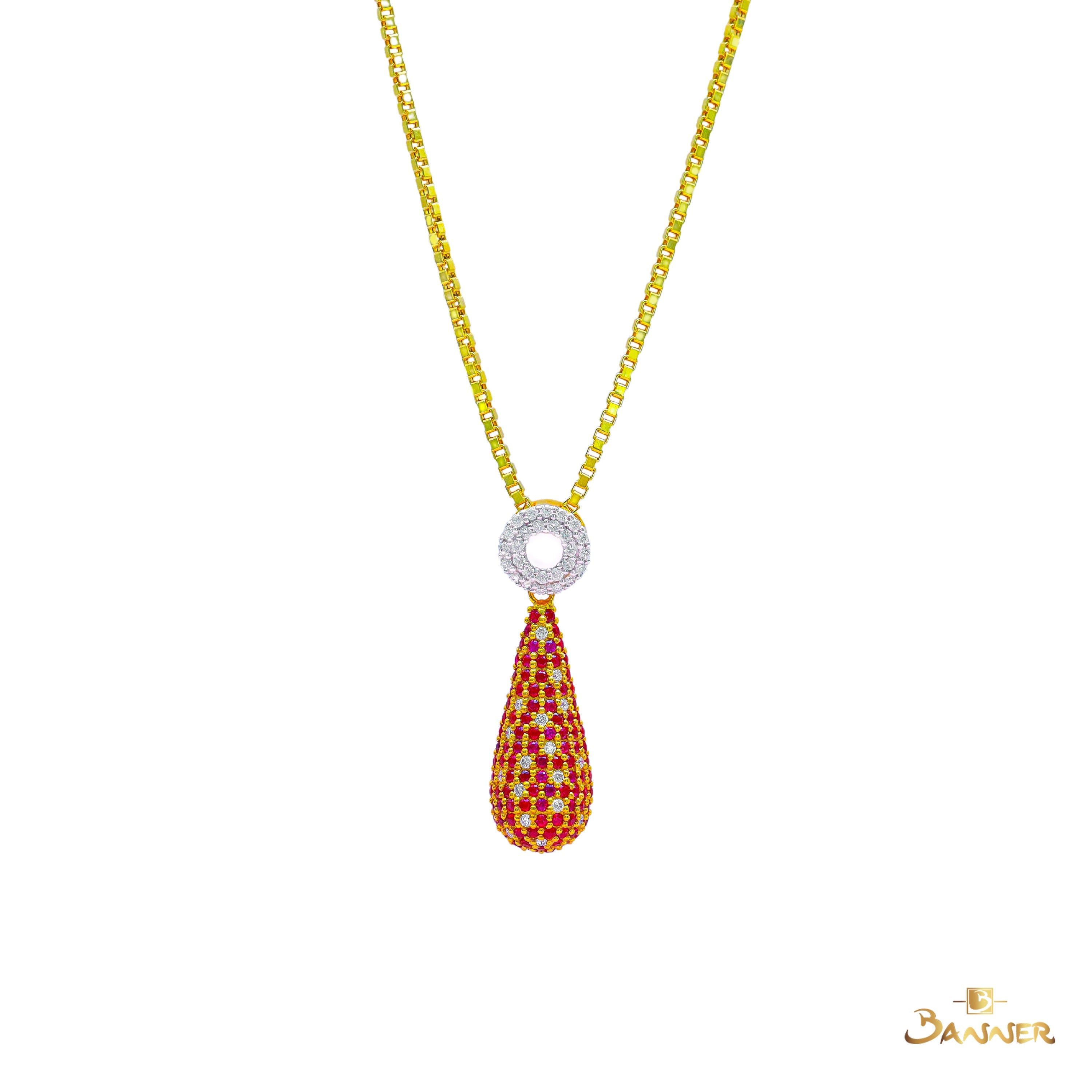 Ruby and Diamond Pixel Pendant