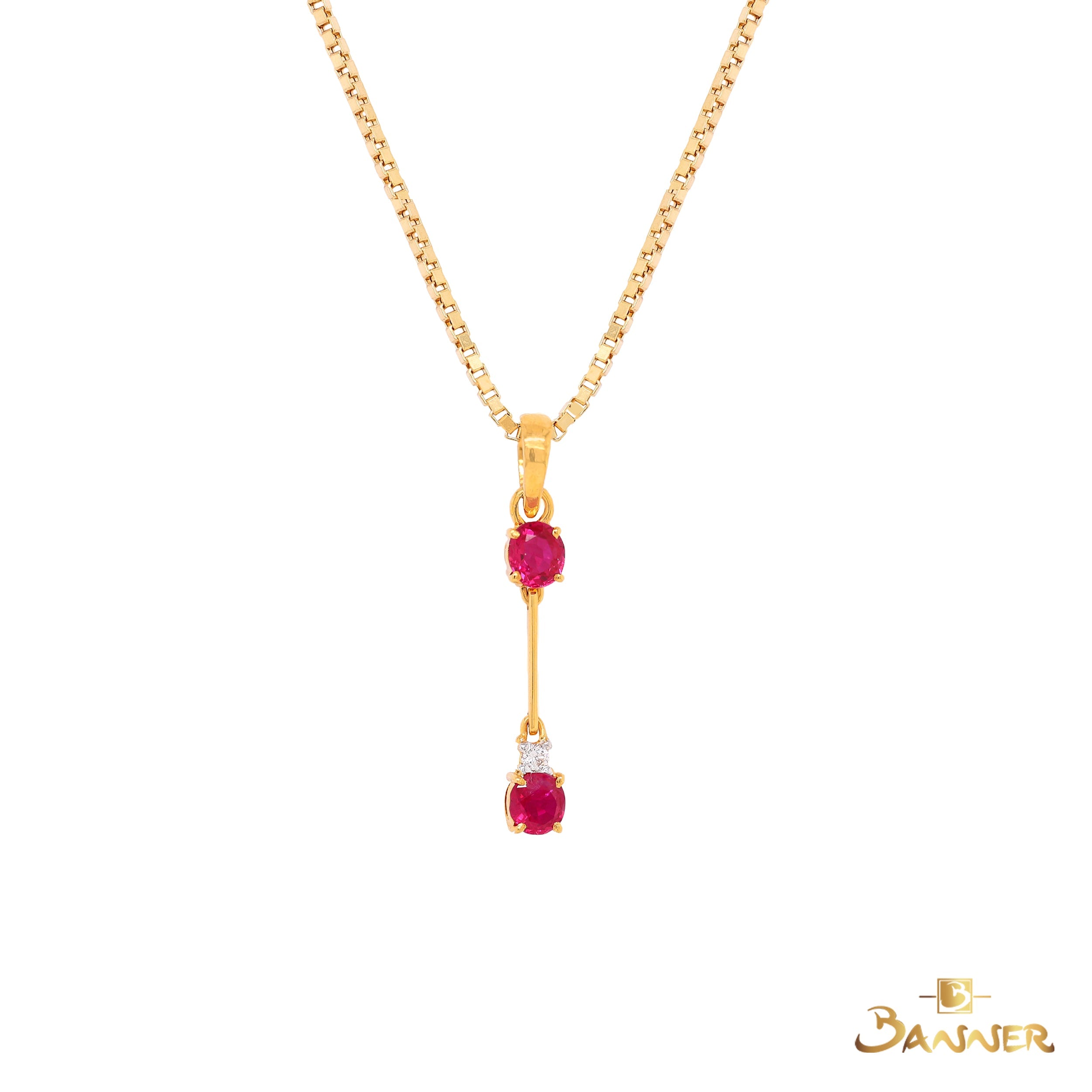 Natural Ruby and Diamond 2-Step Pendant