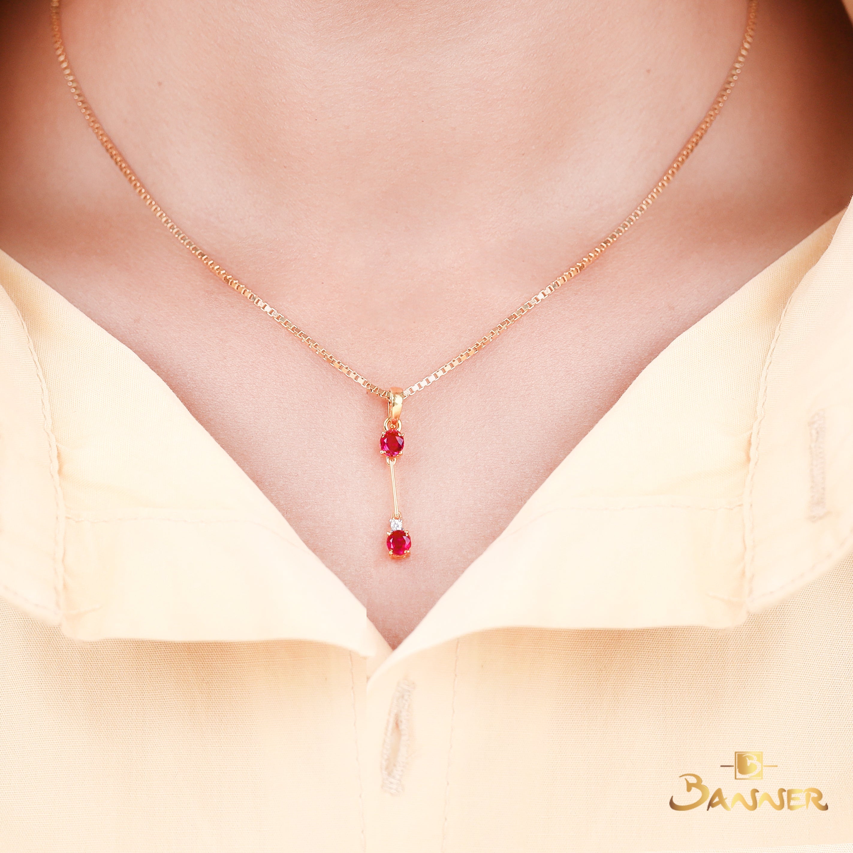 Natural Ruby and Diamond 2-Step Pendant