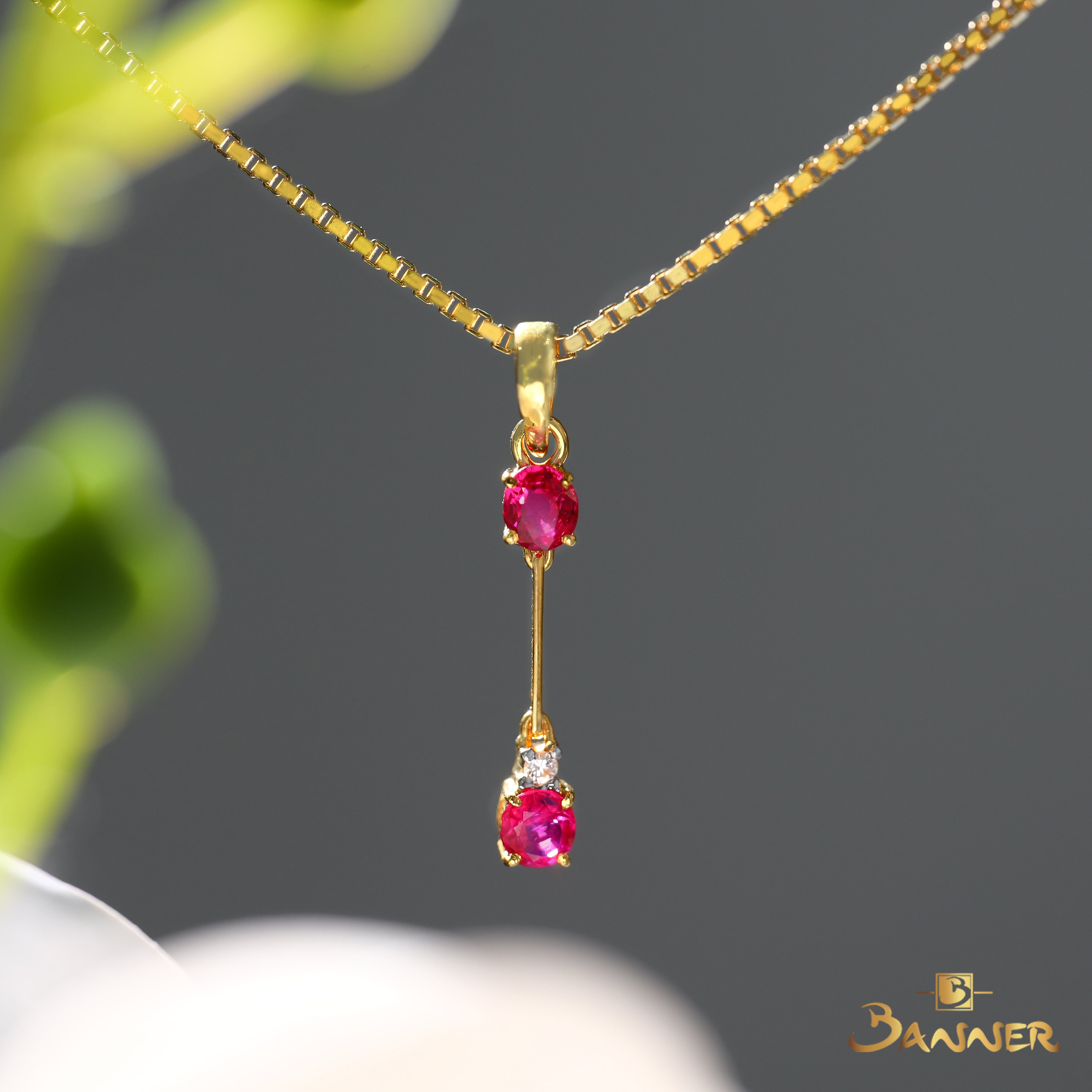 Natural Ruby and Diamond 2-Step Pendant