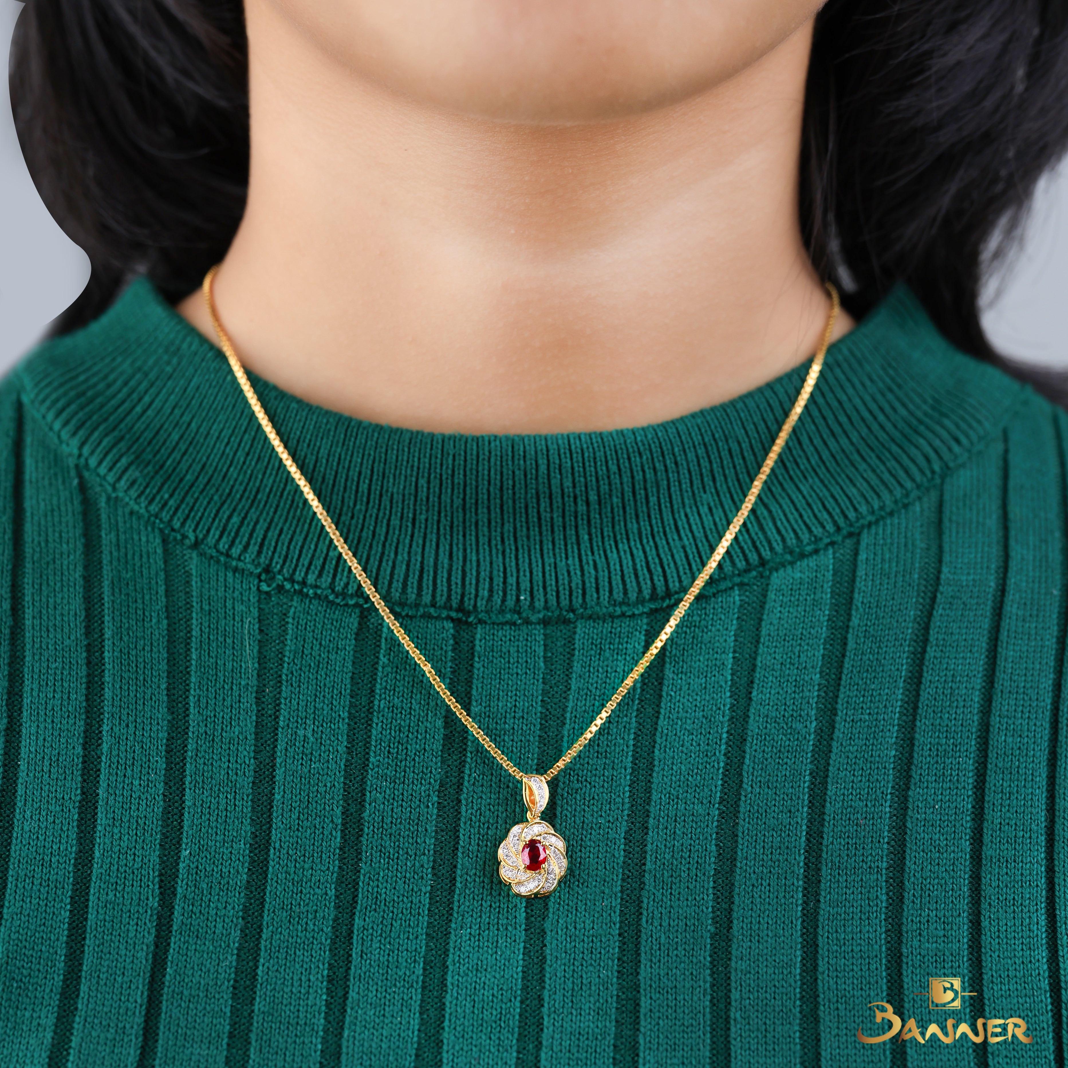 Ruby and Diamond Rosalia Pendant