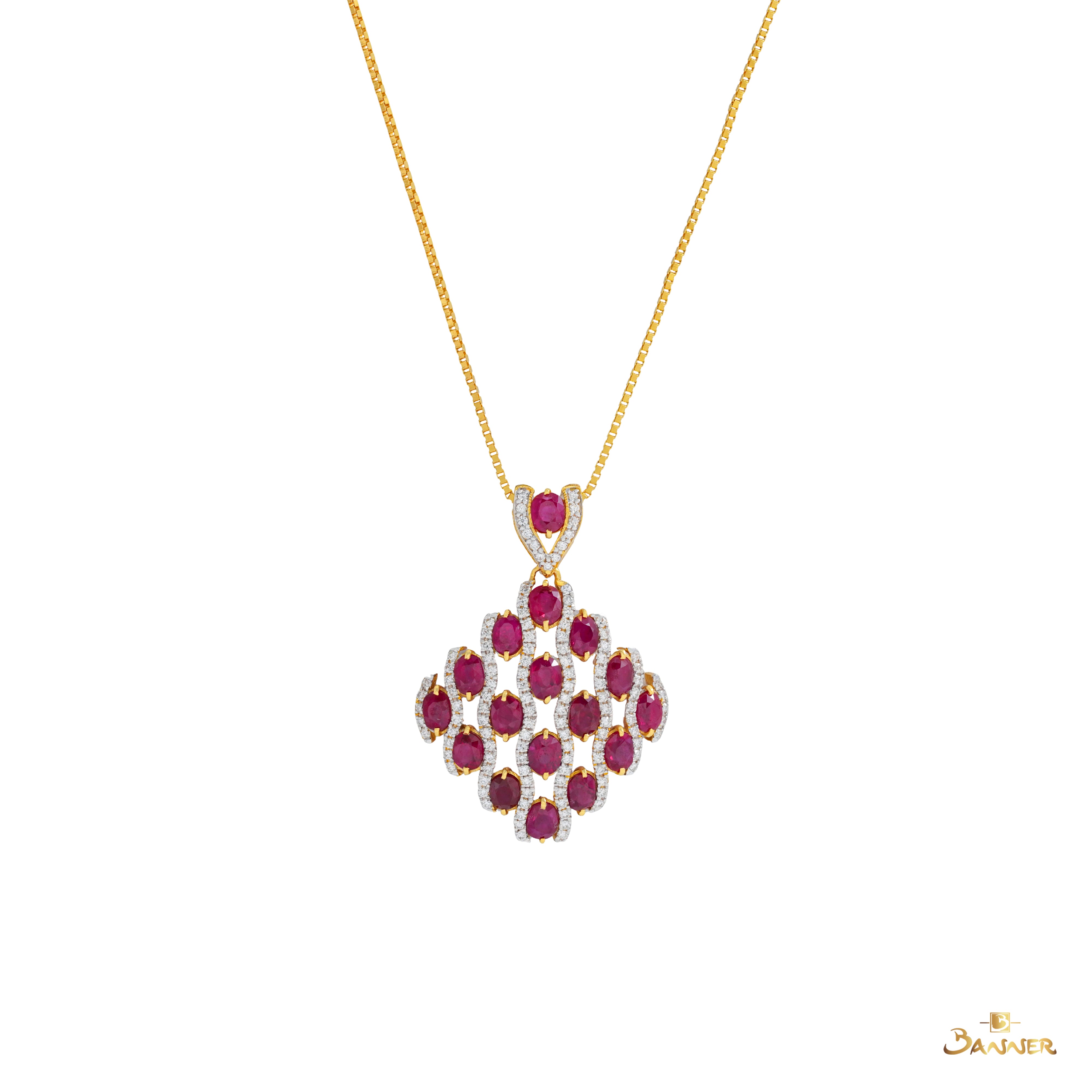 Ruby and Diamond Ripple Pendant