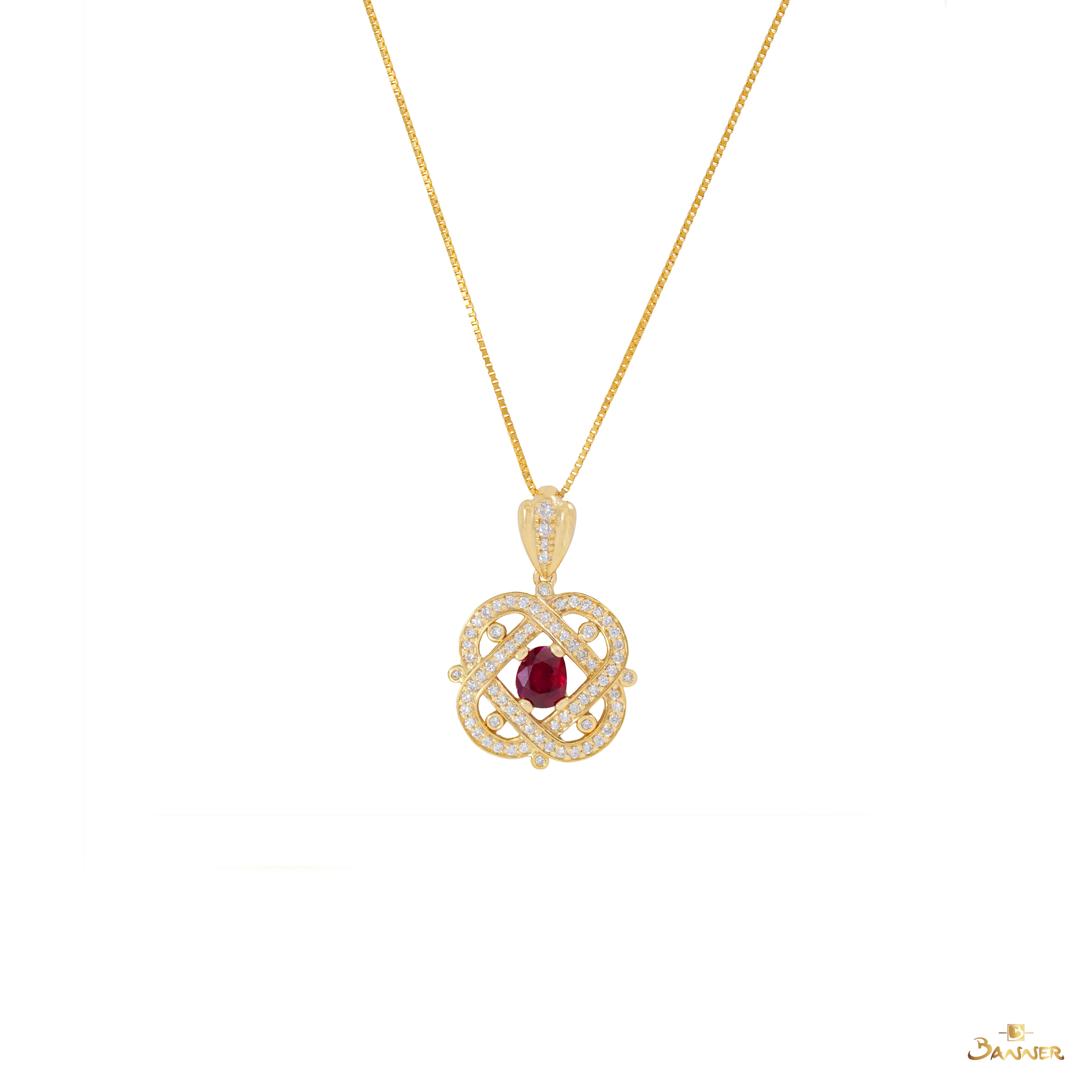 Ruby and Diamond Knot Pendant