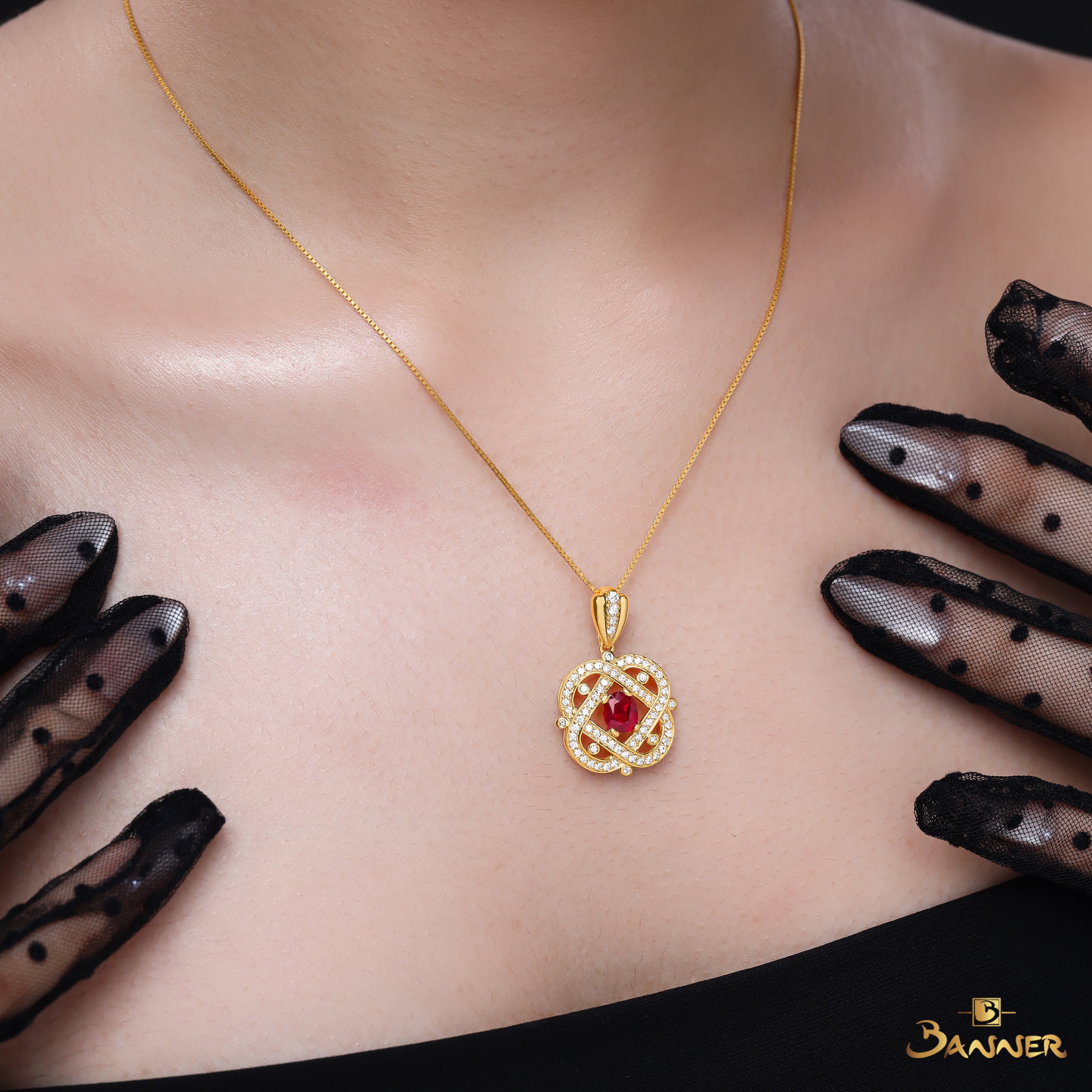 Ruby and Diamond Knot Pendant