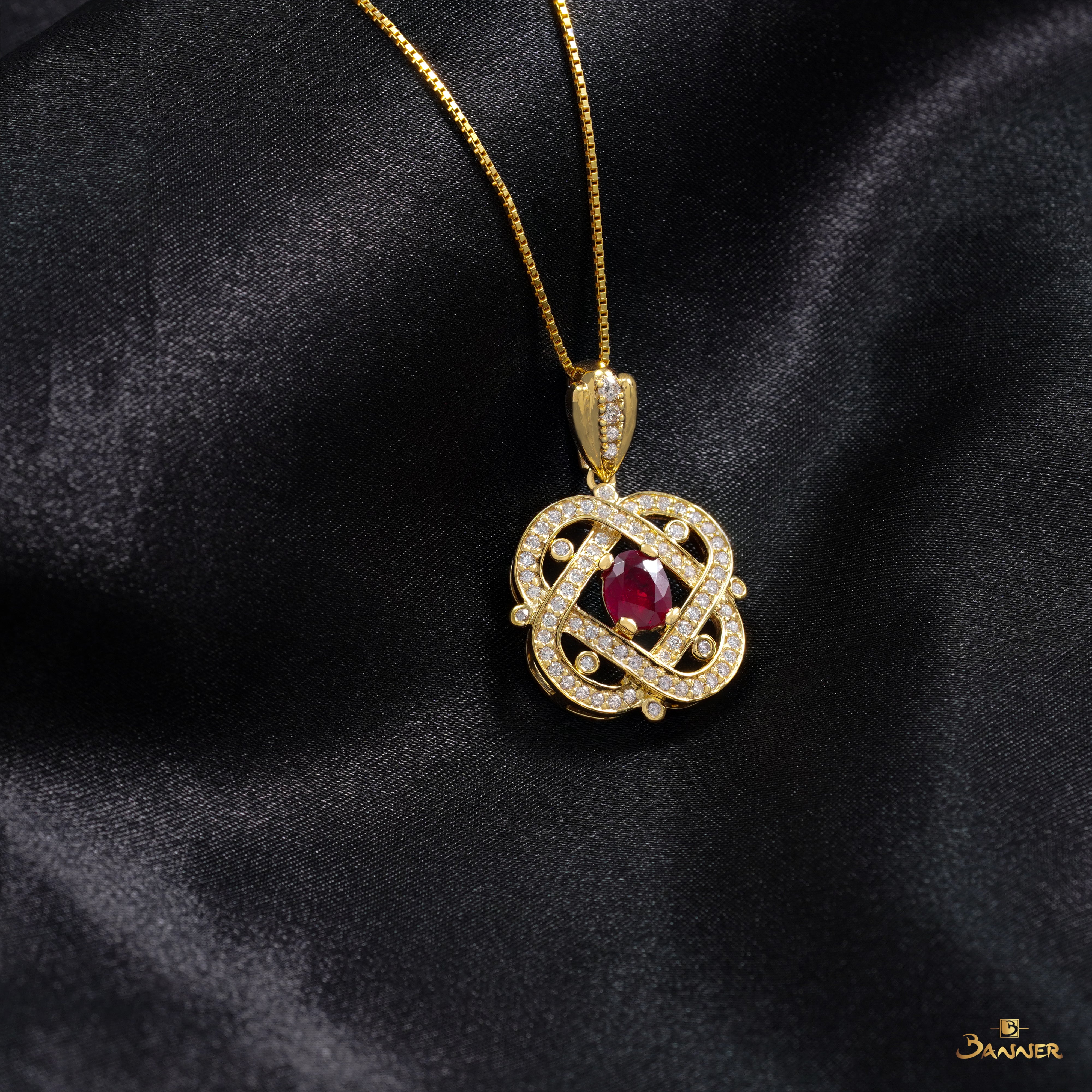 Ruby and Diamond Knot Pendant