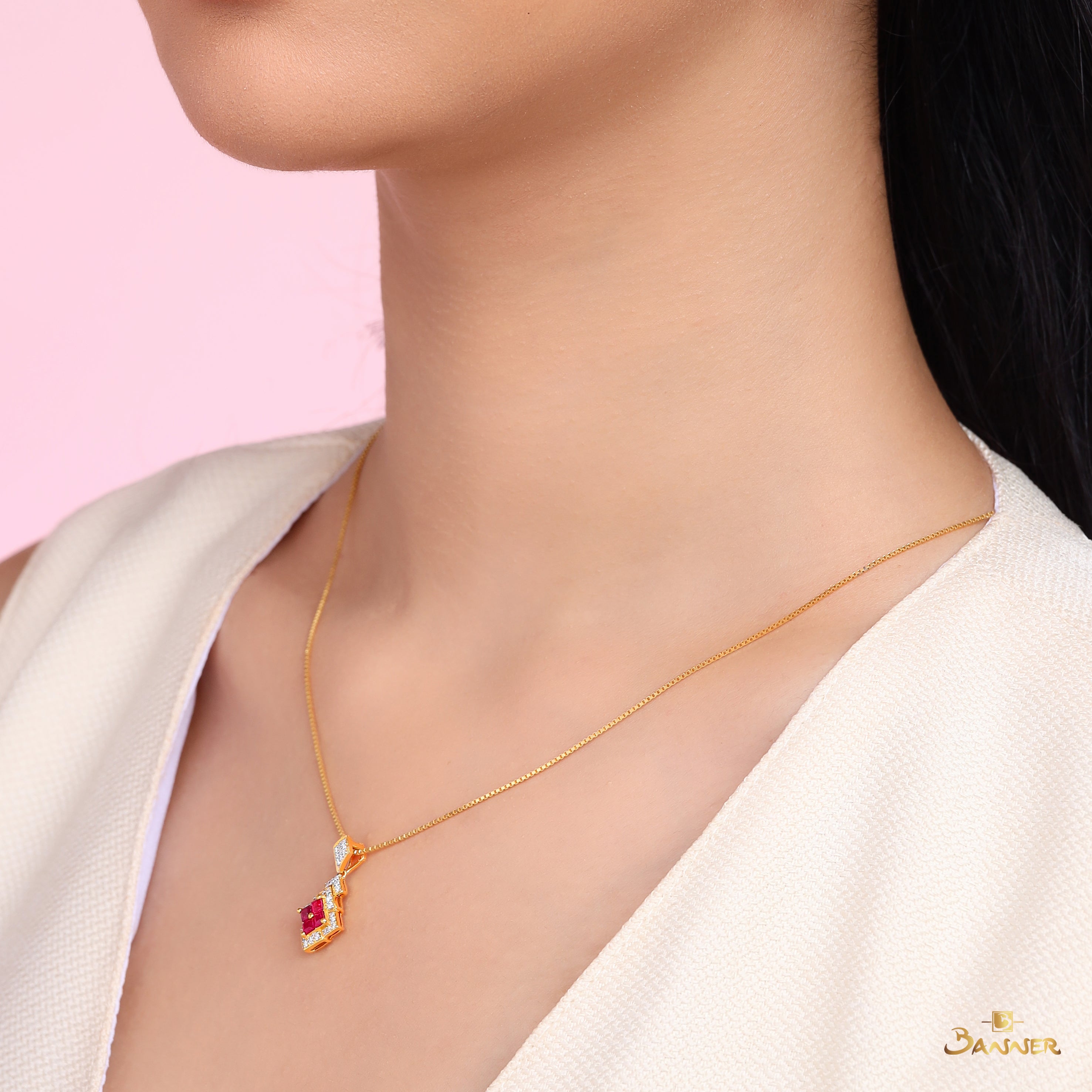 Ruby and Diamond Ember Pendant