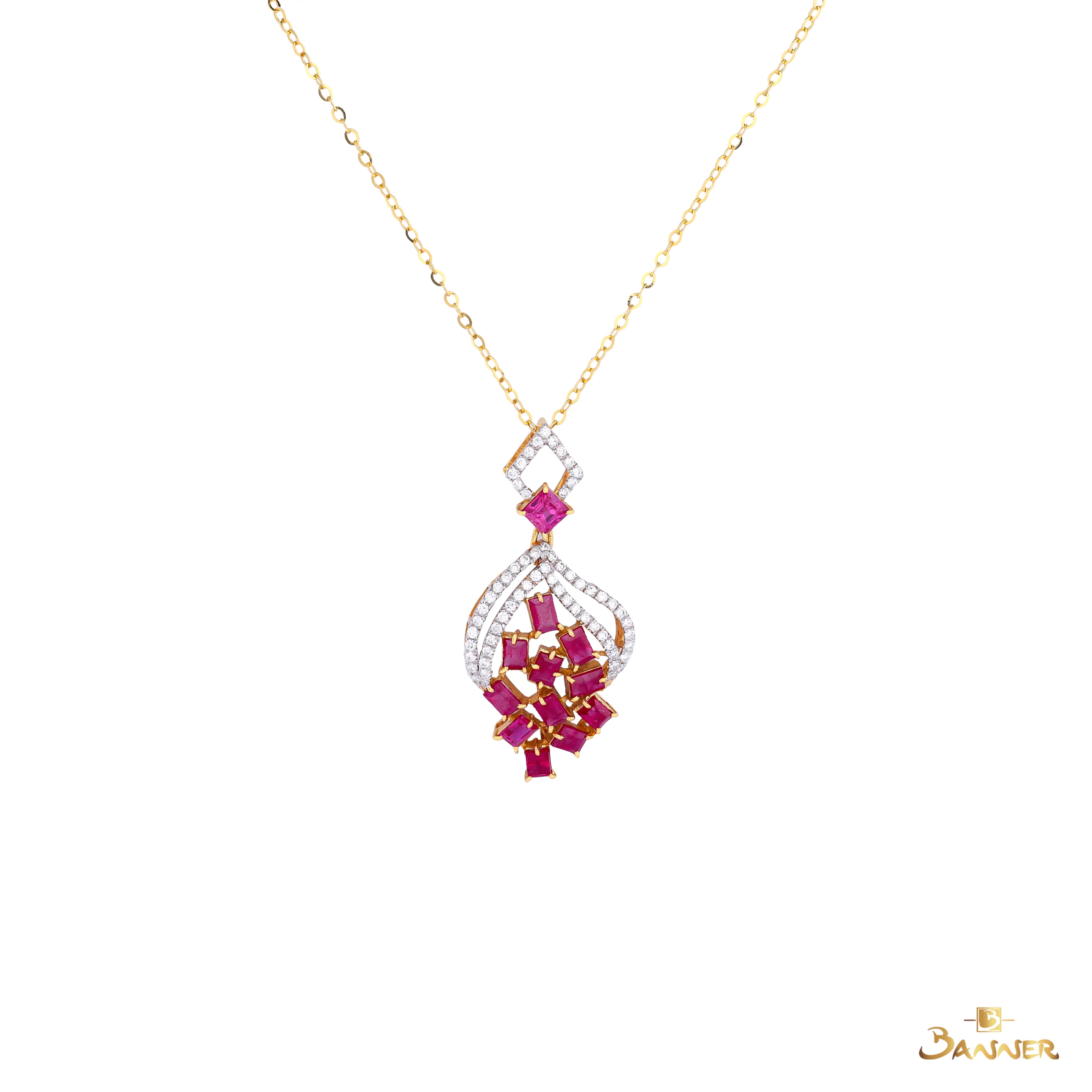 Ruby and Diamond Eternal Knot Pendant