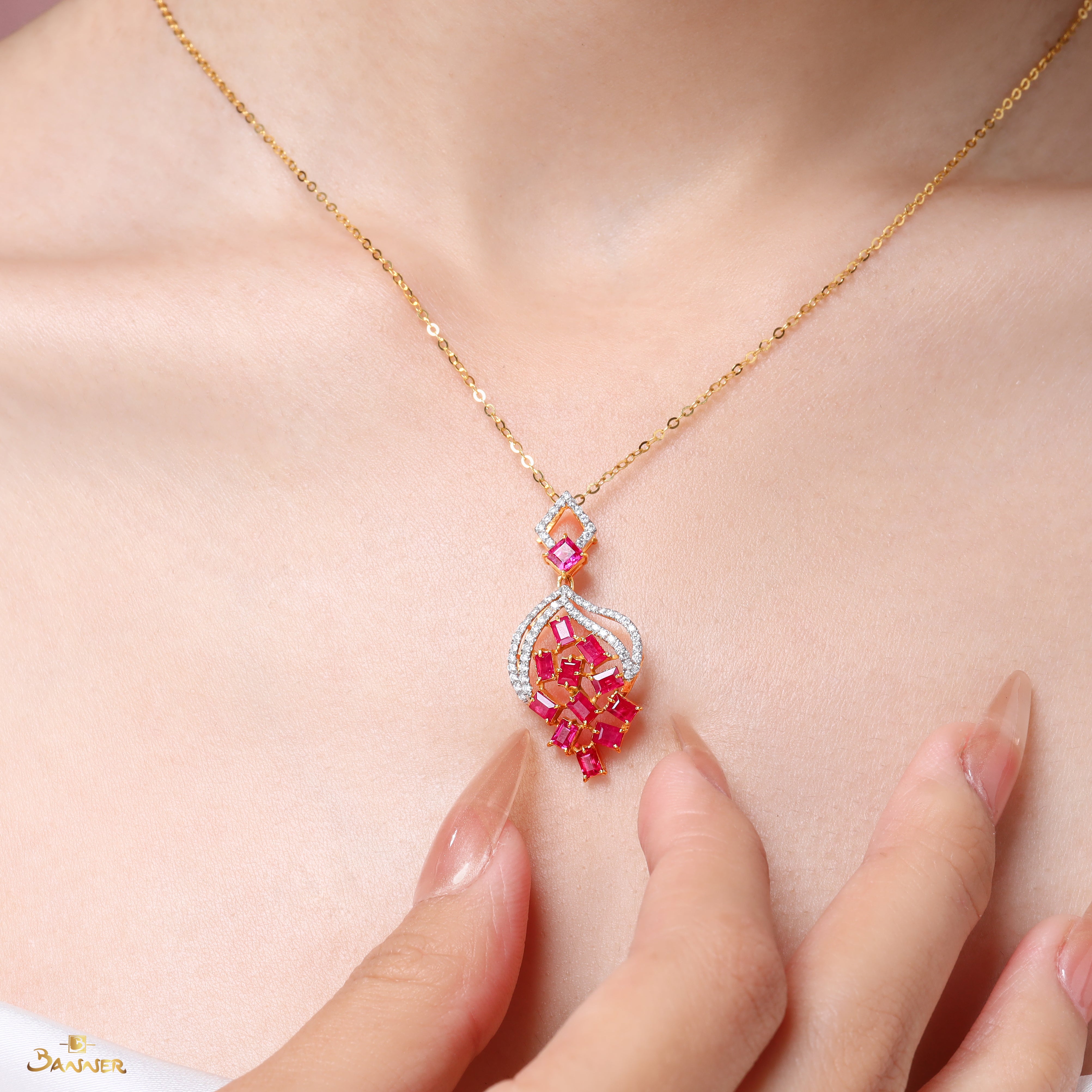 Ruby and Diamond Eternal Knot Pendant