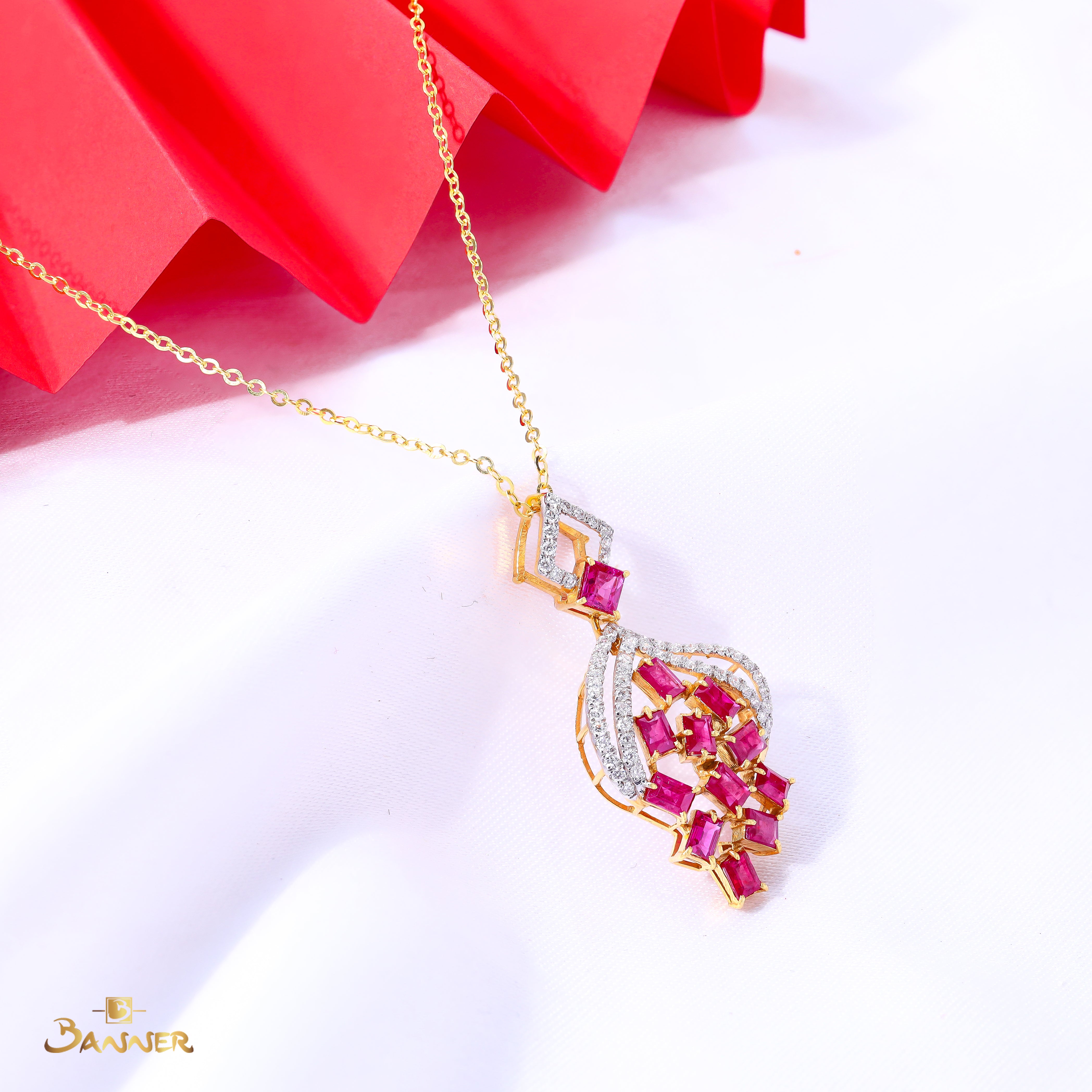 Ruby and Diamond Eternal Knot Pendant