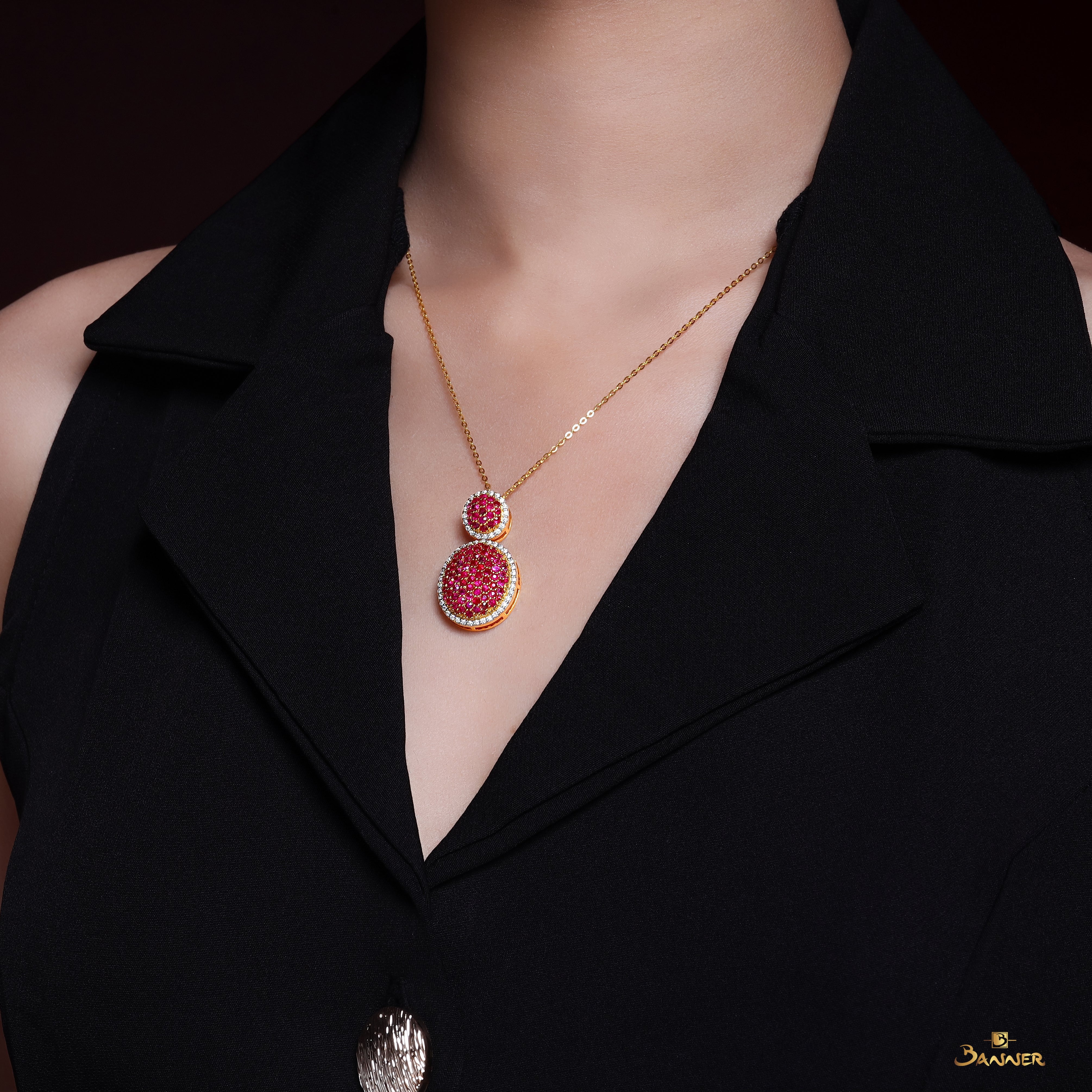 Ruby and Diamond Crimson Caviar Pendant