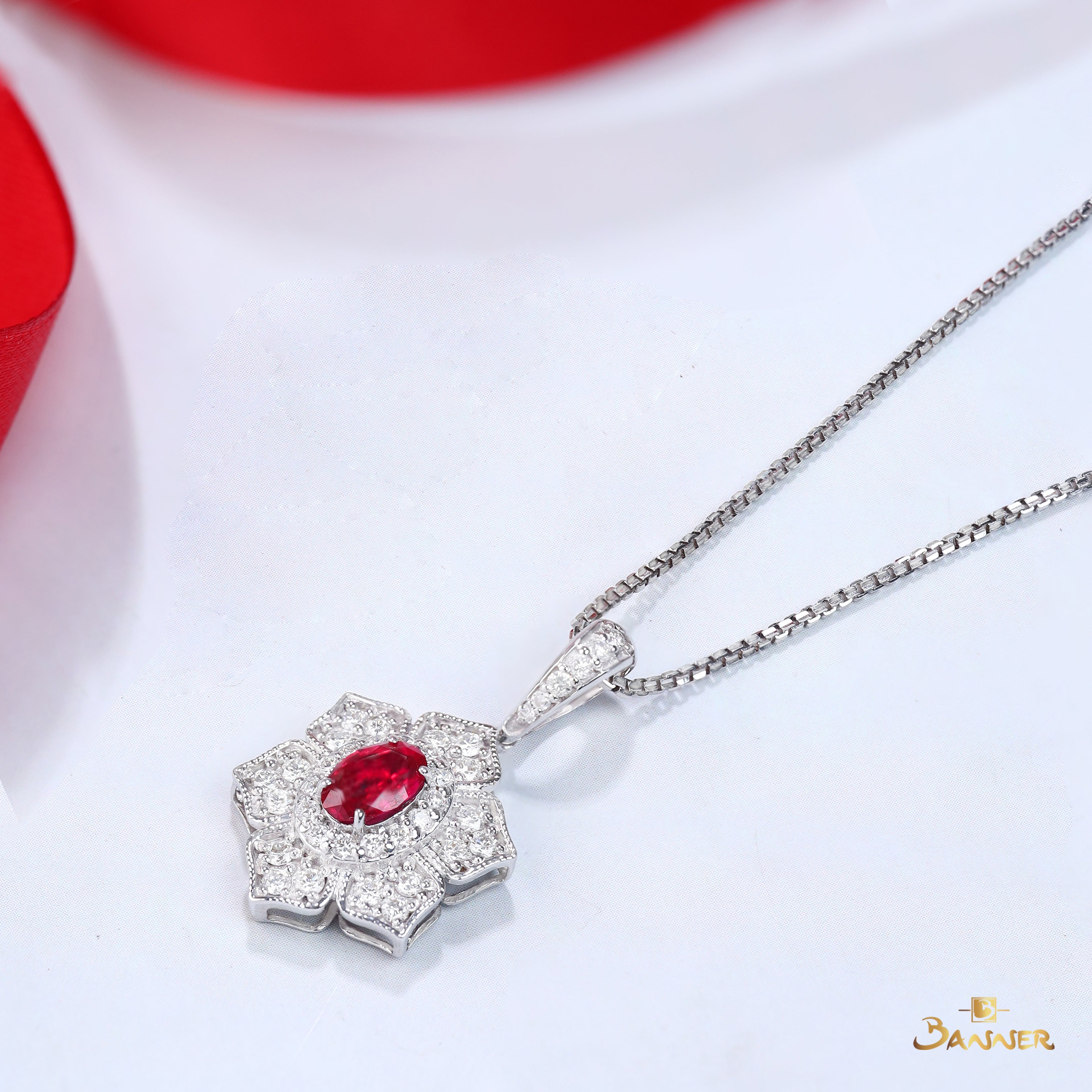 Ruby and Diamond Vintage Pendant