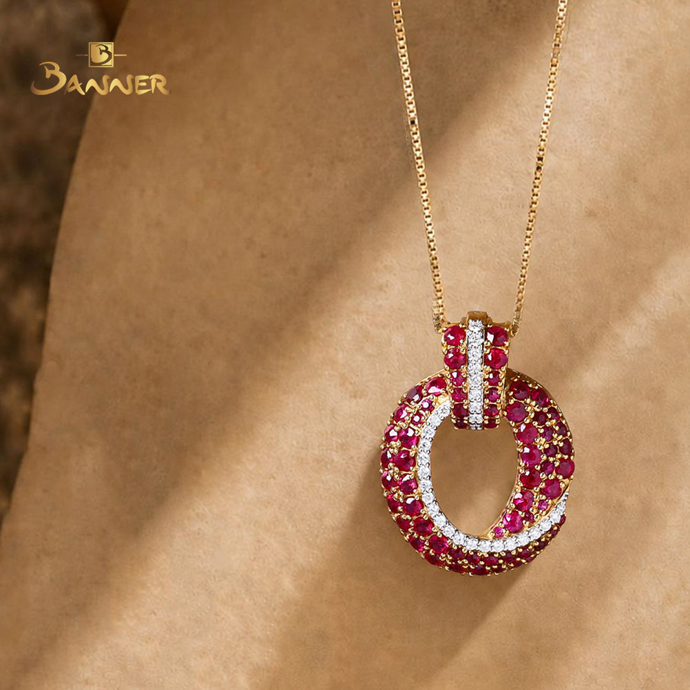 Ruby and Diamond Crescent Pendant