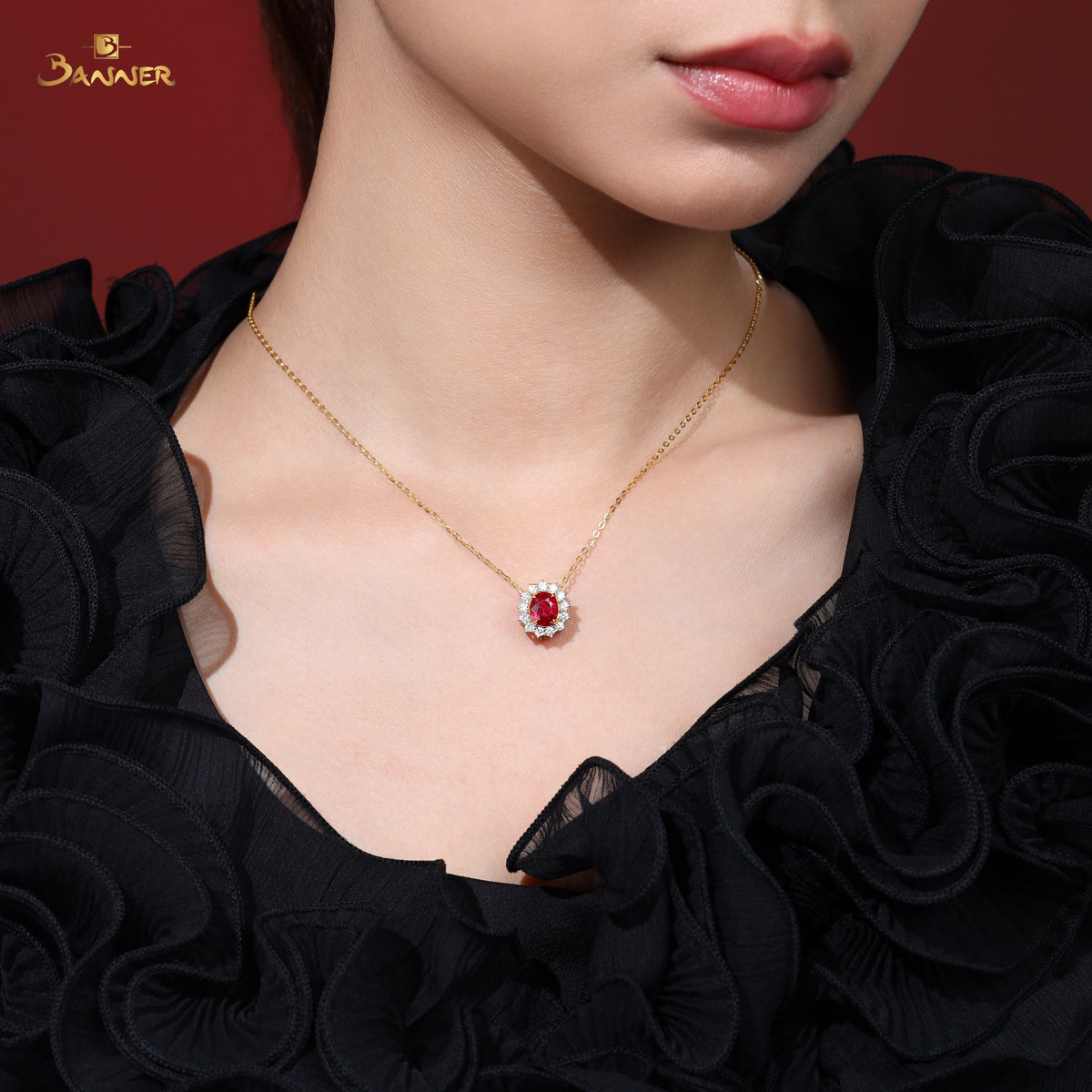 Natural Ruby and Diamond Diana Pendant