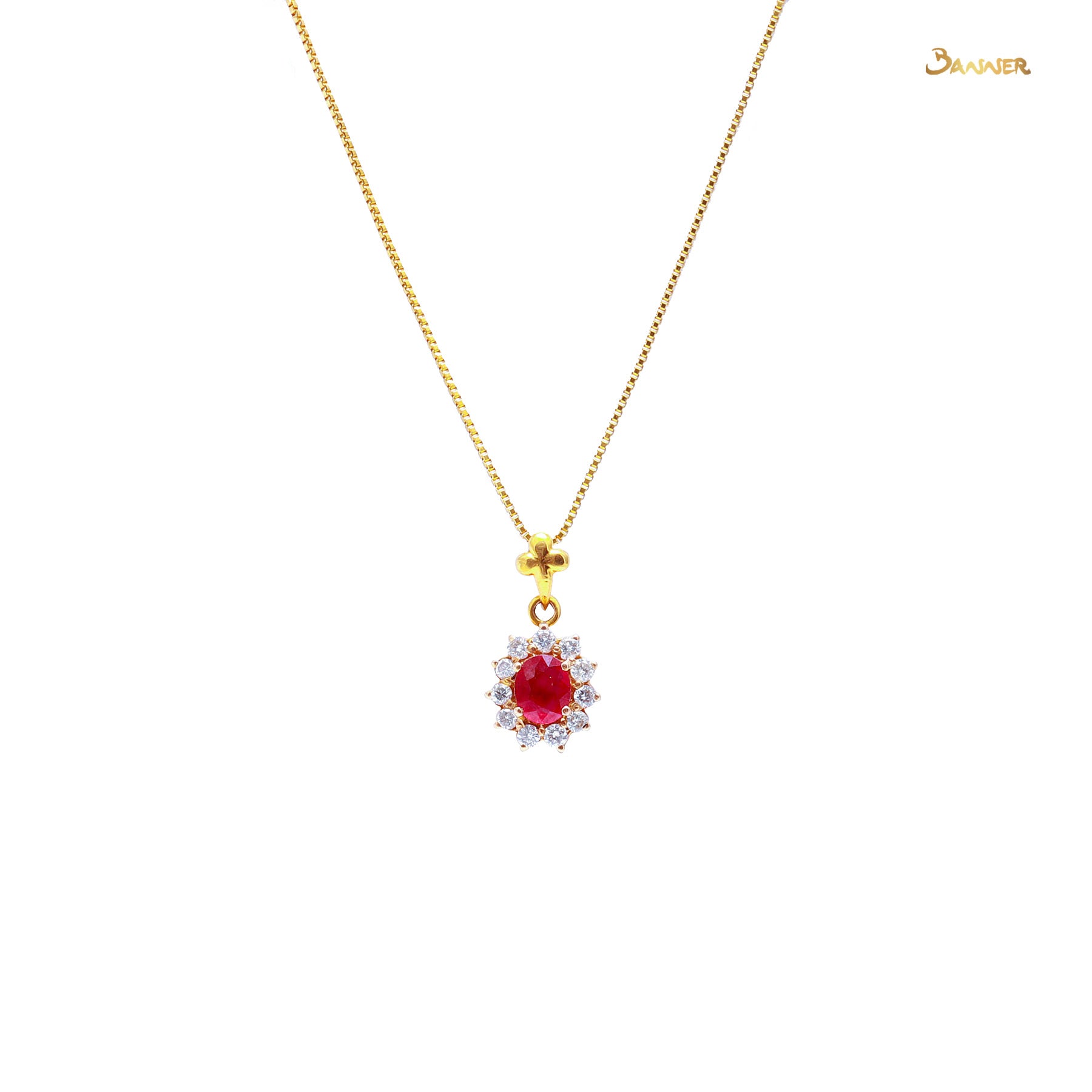 Ruby and Diamond Sunflower Pendant