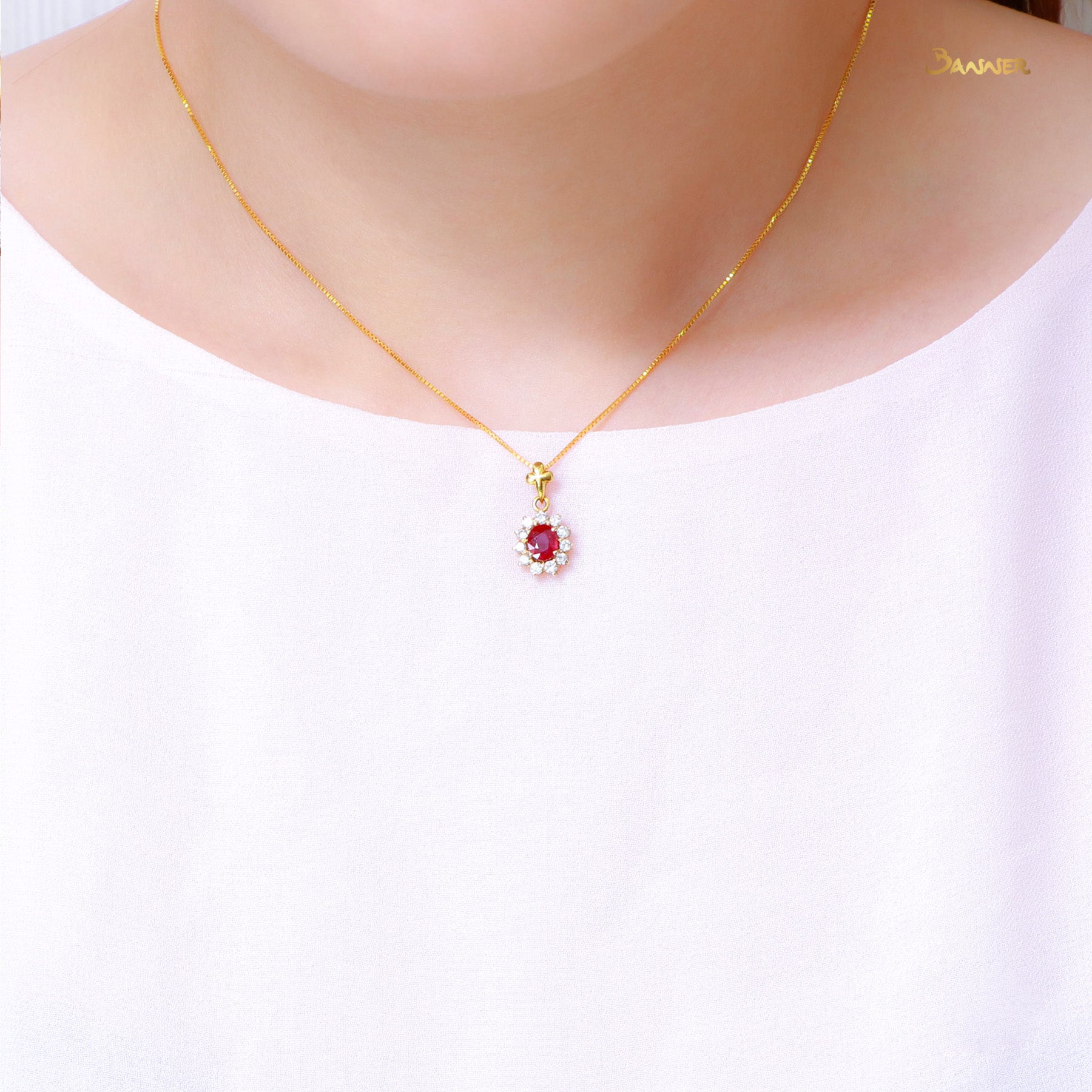 Ruby and Diamond Sunflower Pendant