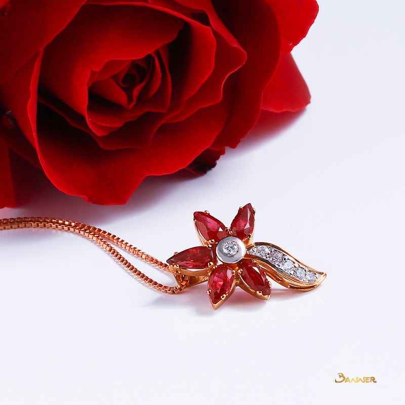 Ruby and Diamond Flower Set
