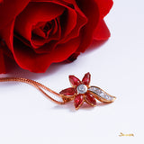 Ruby and Diamond Flower Pendant