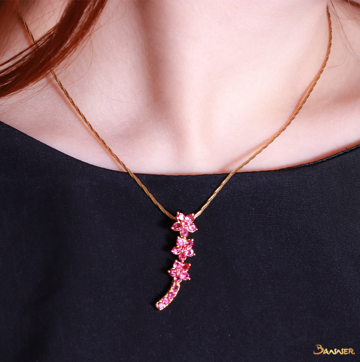 Ruby Flower Pendant