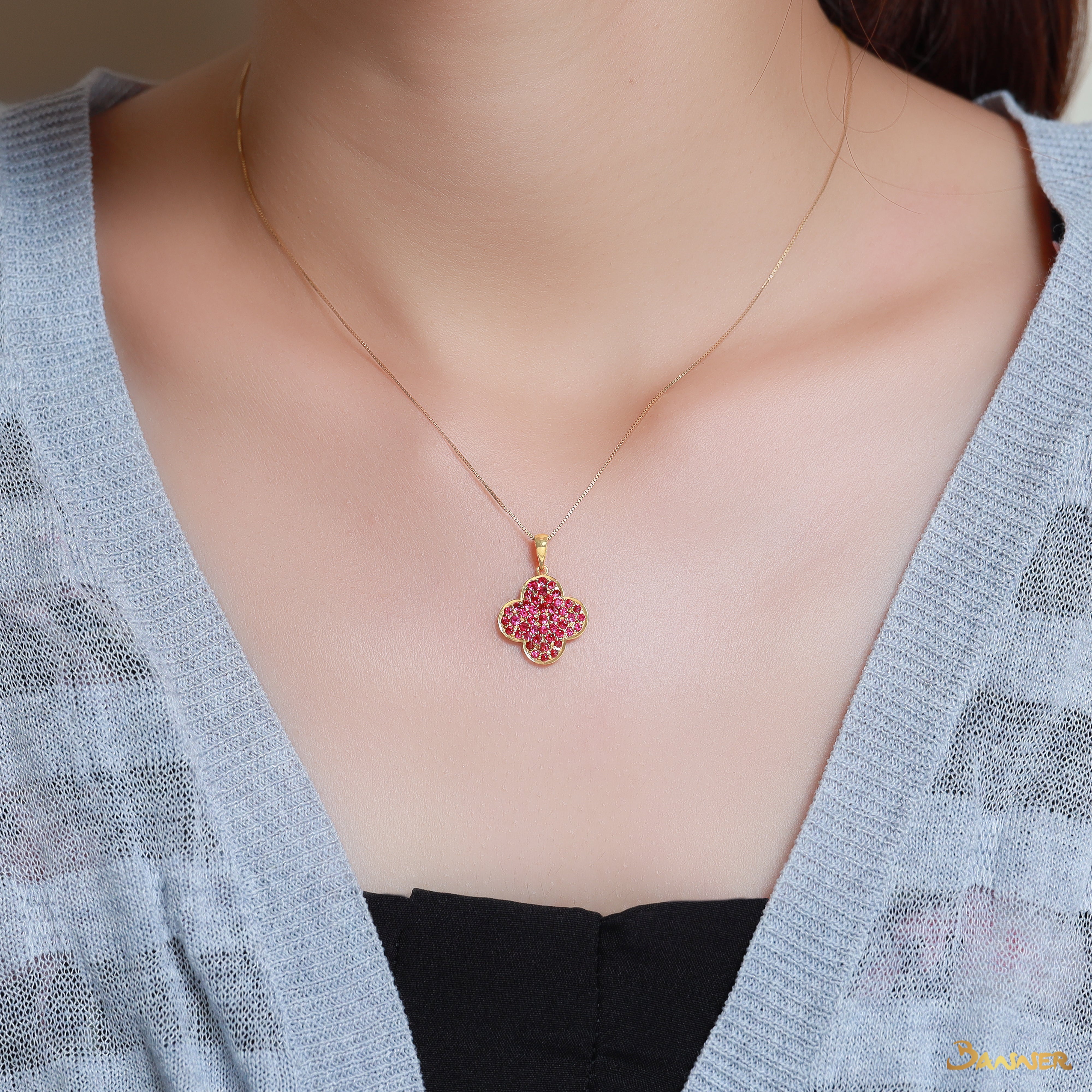 Ruby Clover Pendant