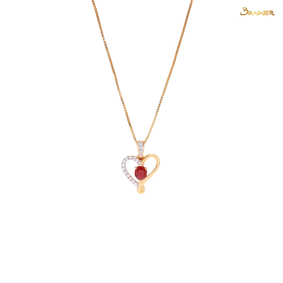 Ruby and Diamond Heart Pendant