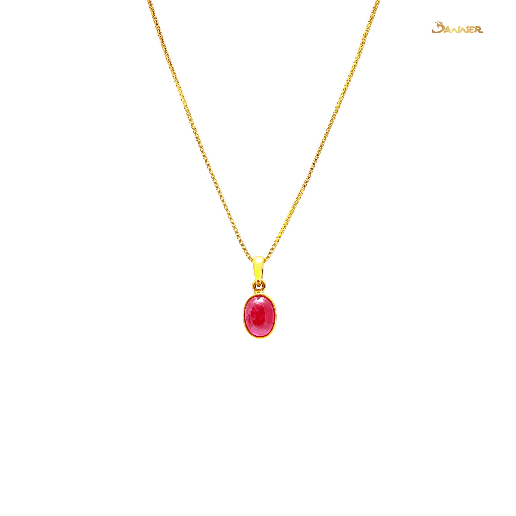 Ruby Cabochon Solitaire Pendant