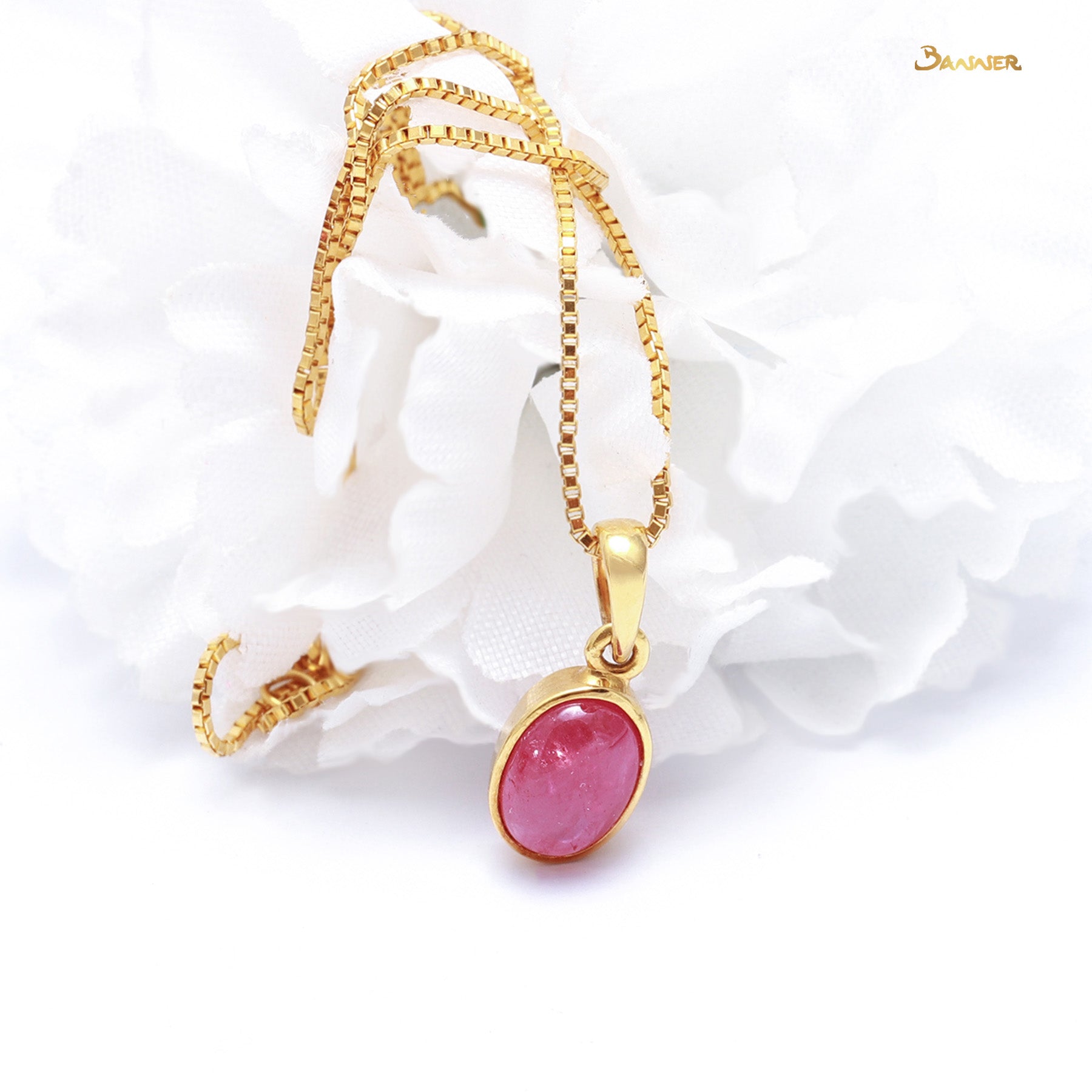 Ruby Cabochon Solitaire Pendant