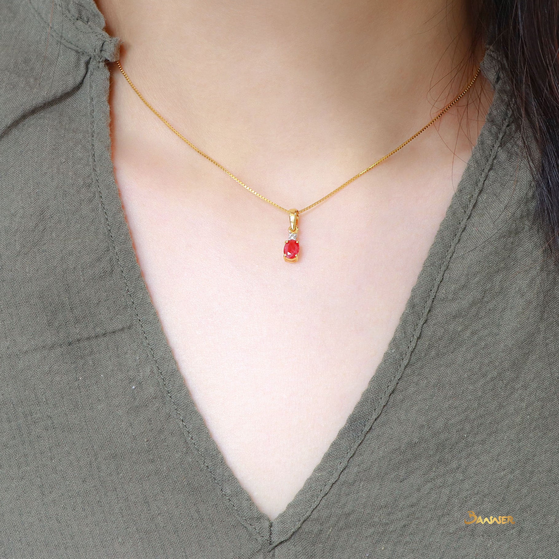 Ruby and Diamond Petite Pendant