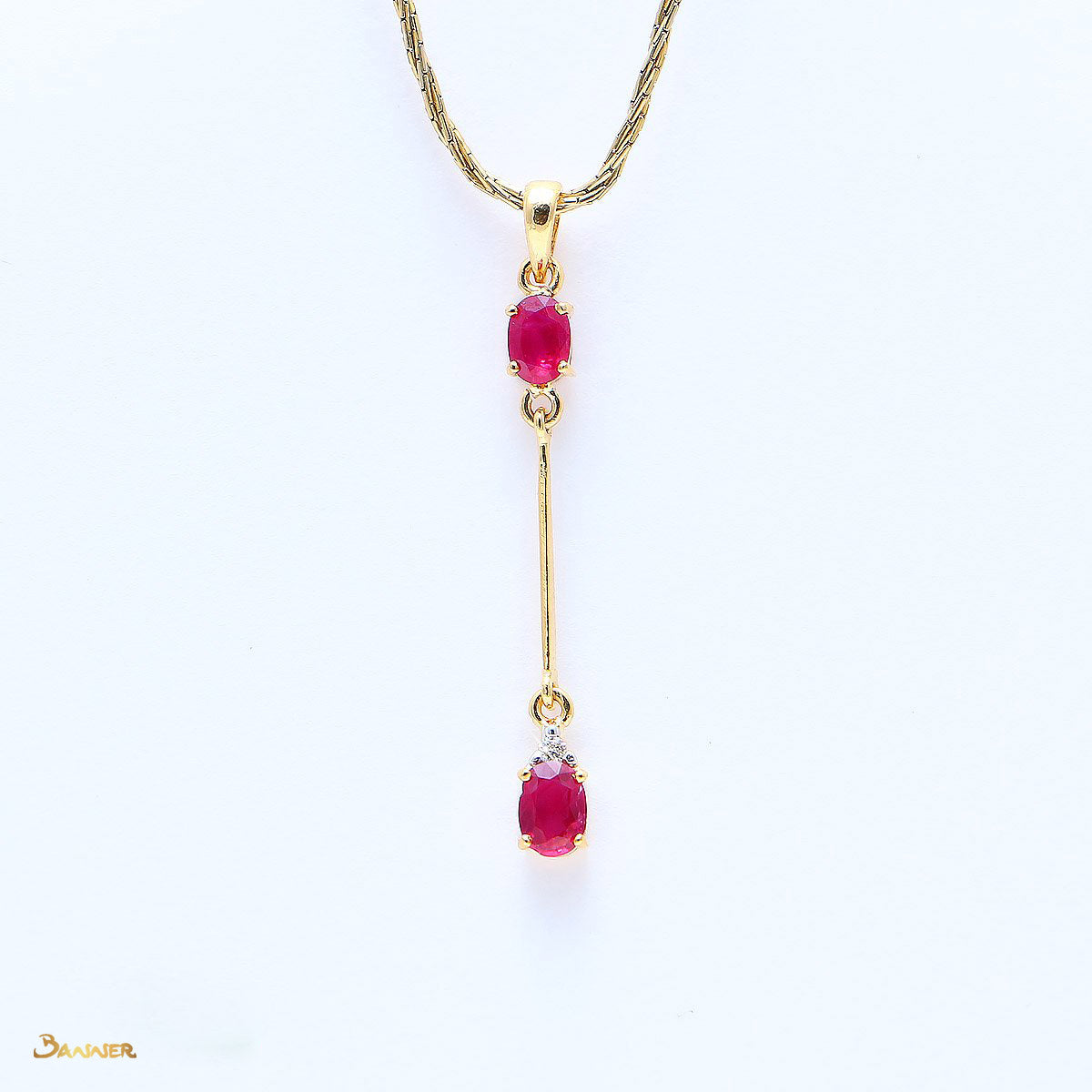 Ruby and Diamond 2-Step Pendant