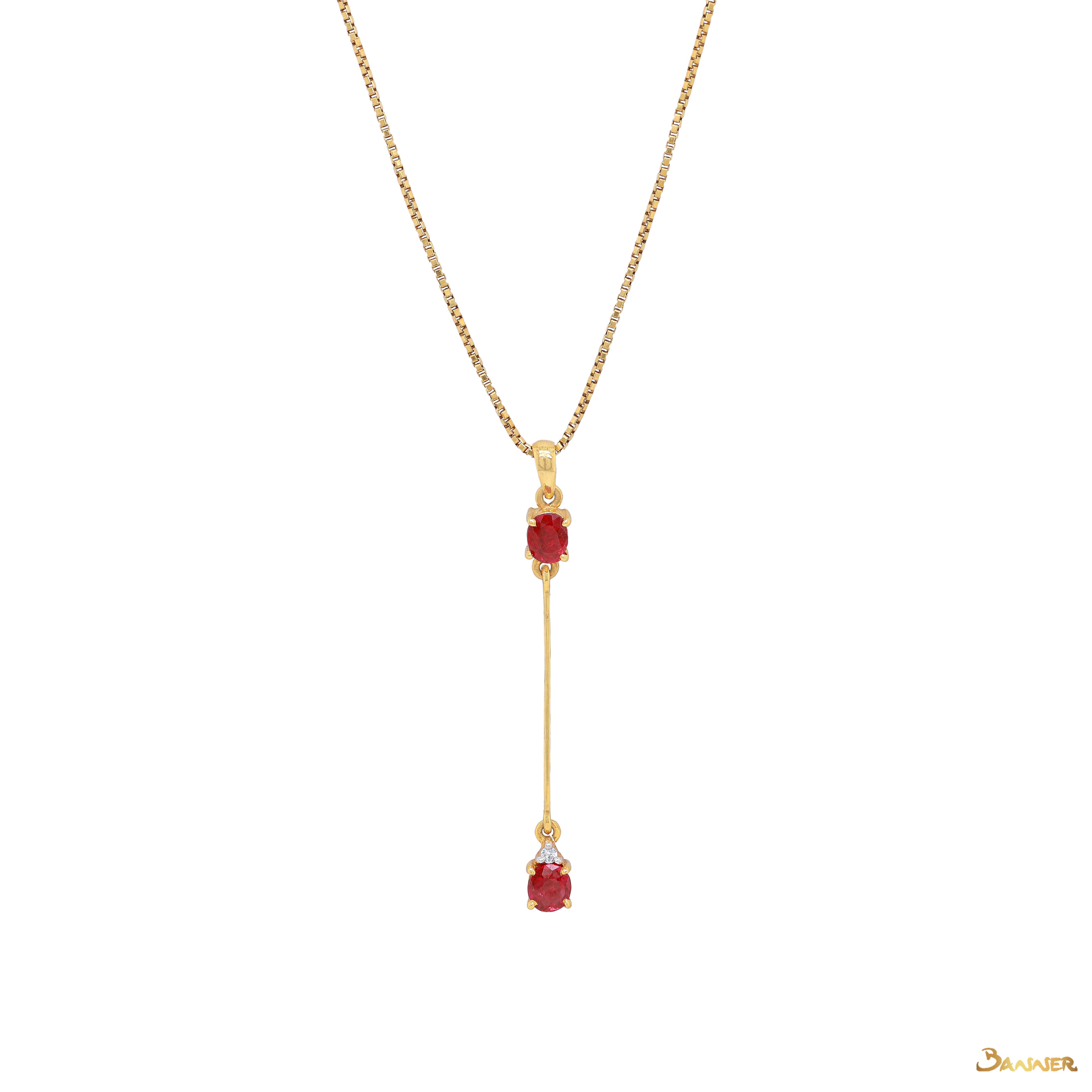 Ruby and Diamond 2-Step Pendant