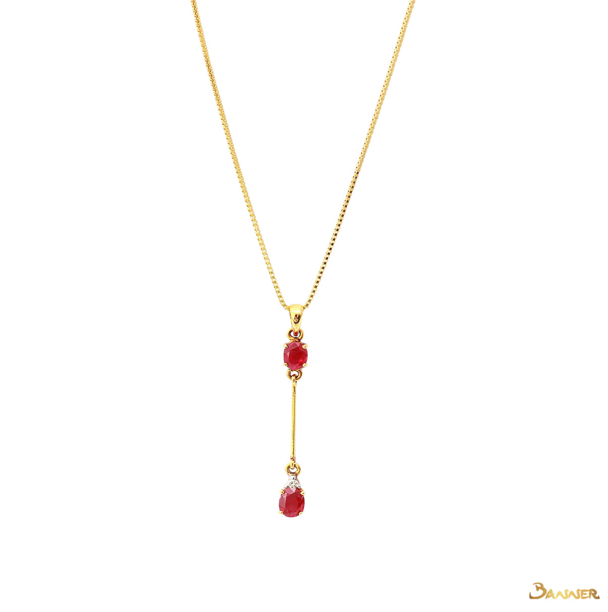 Ruby and Diamond 2-Step Pendant