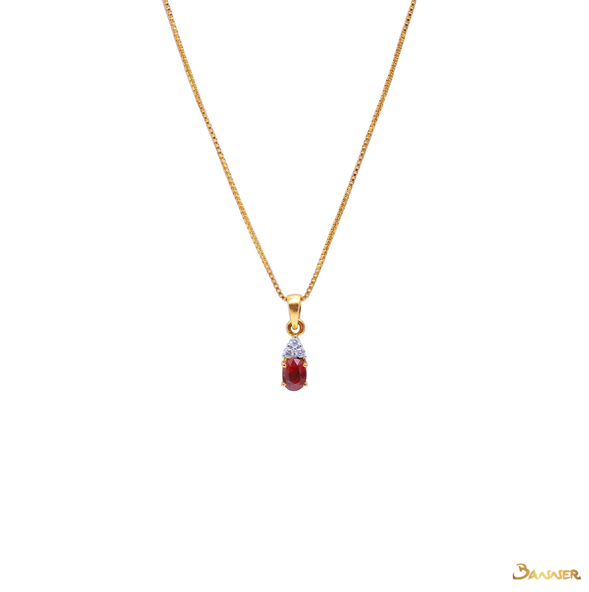 Natural Ruby and Diamond Pendant