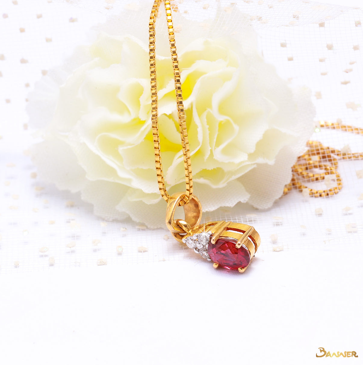 Natural Ruby and Diamond Pendant