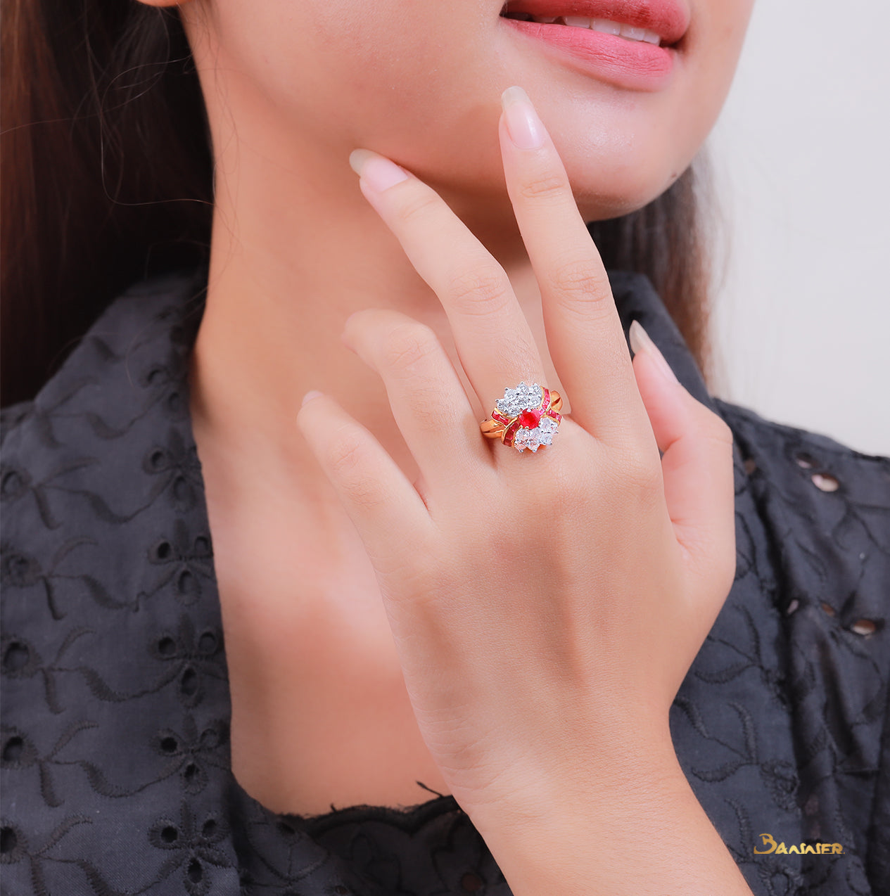 Ruby and Diamond Phae-Pyar Ring