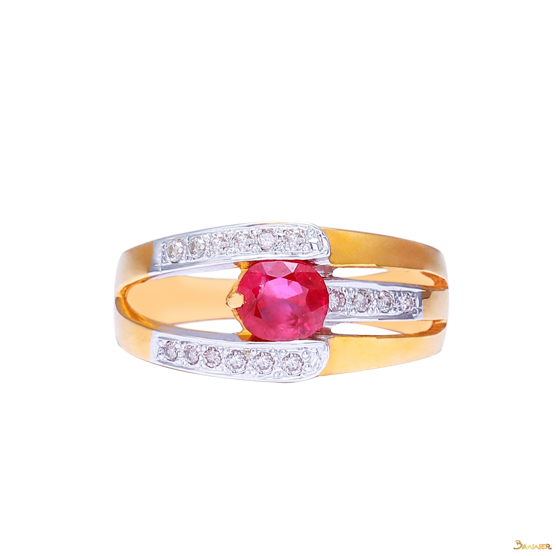 Ruby and Diamond Arrow Ring