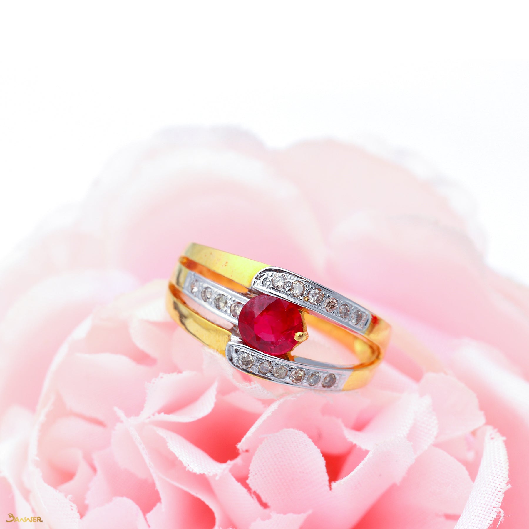 Ruby and Diamond Arrow Ring