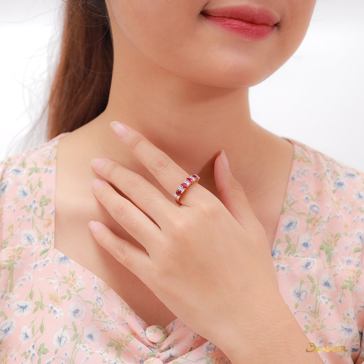 Ruby and Diamond Pave Setting Ring