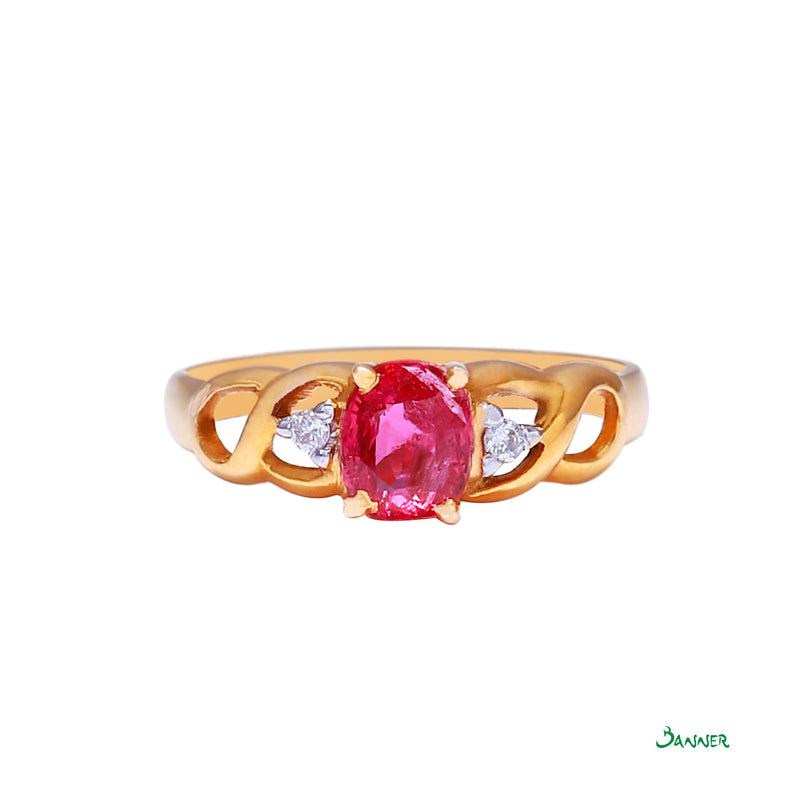 Ruby and Diamond Weave Ring