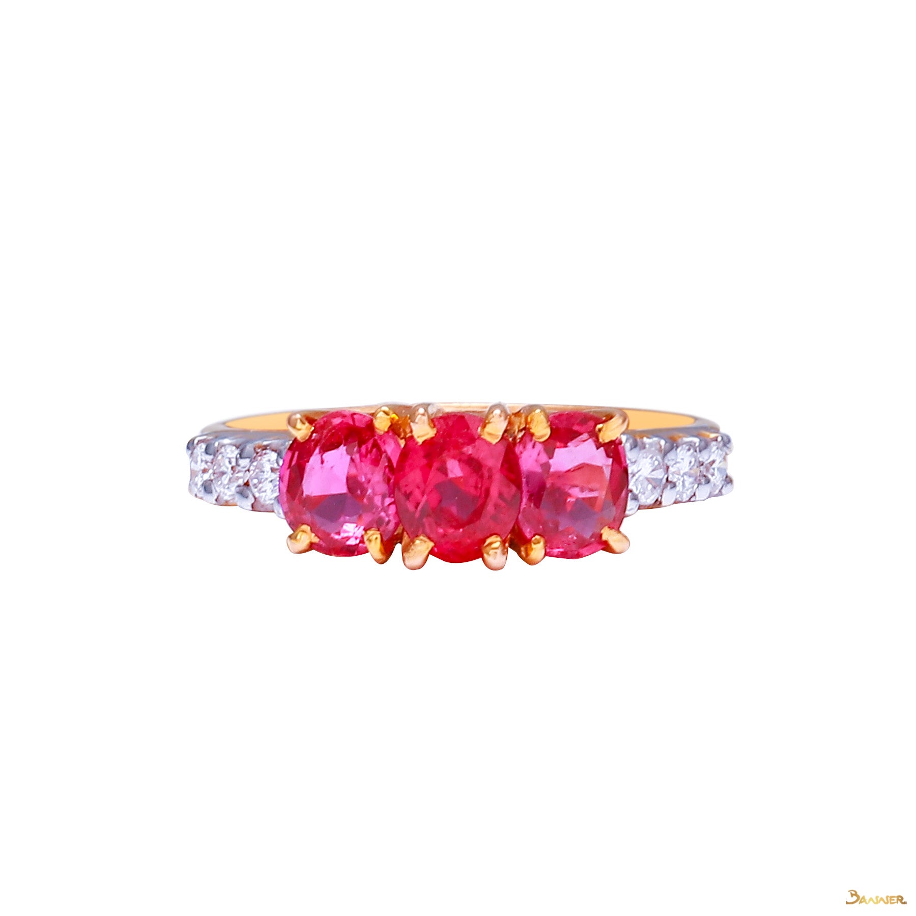 Ruby and Diamond Three Stones Ring