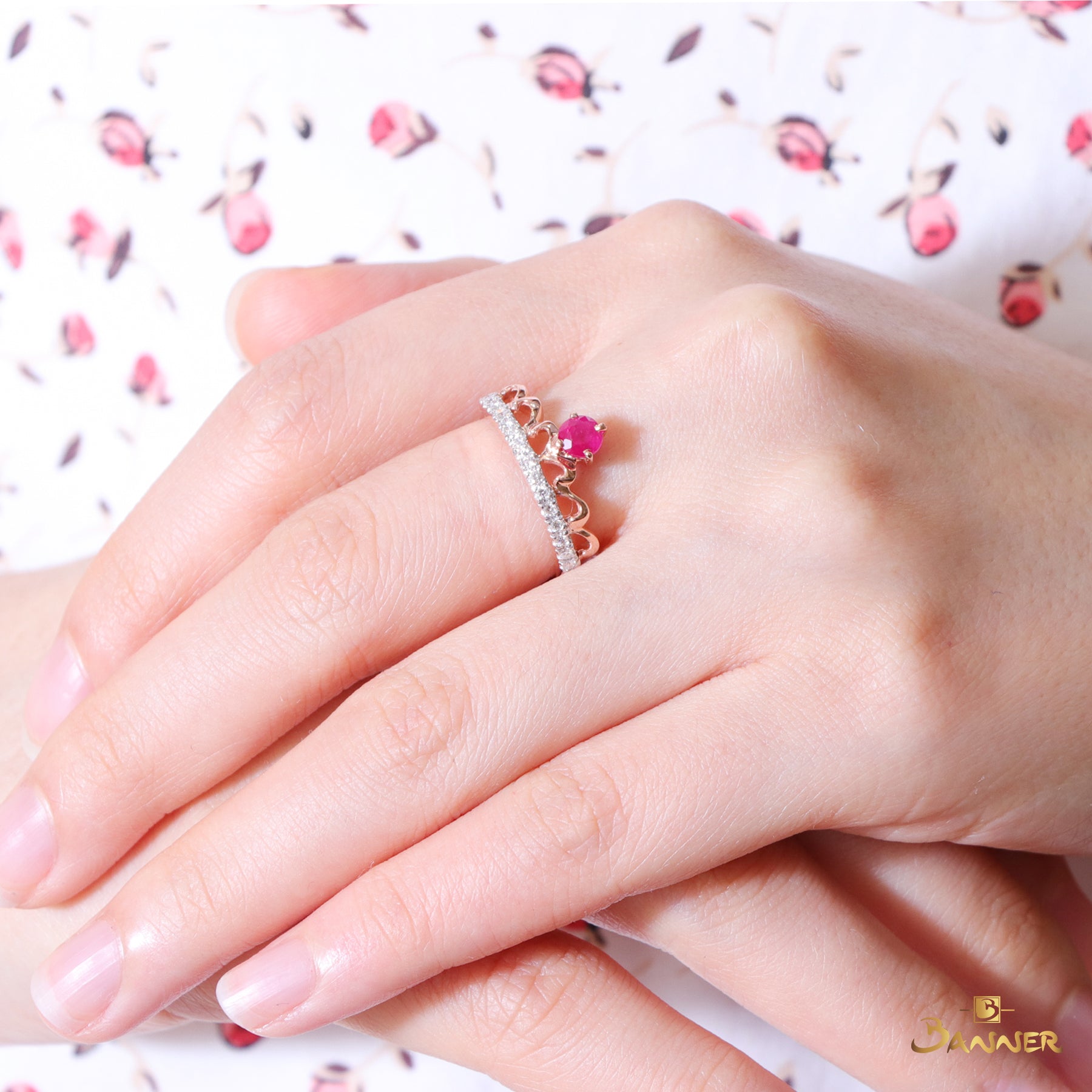 Ruby and Diamond Crown Ring