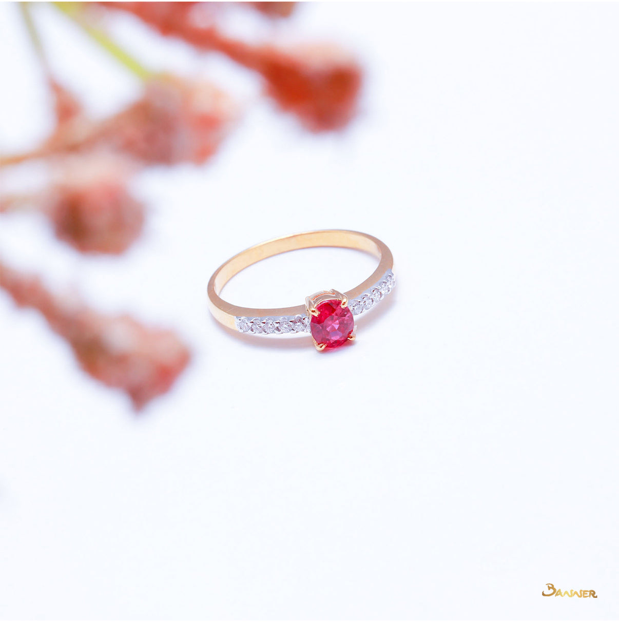 Ruby and Diamond Pave Setting Ring